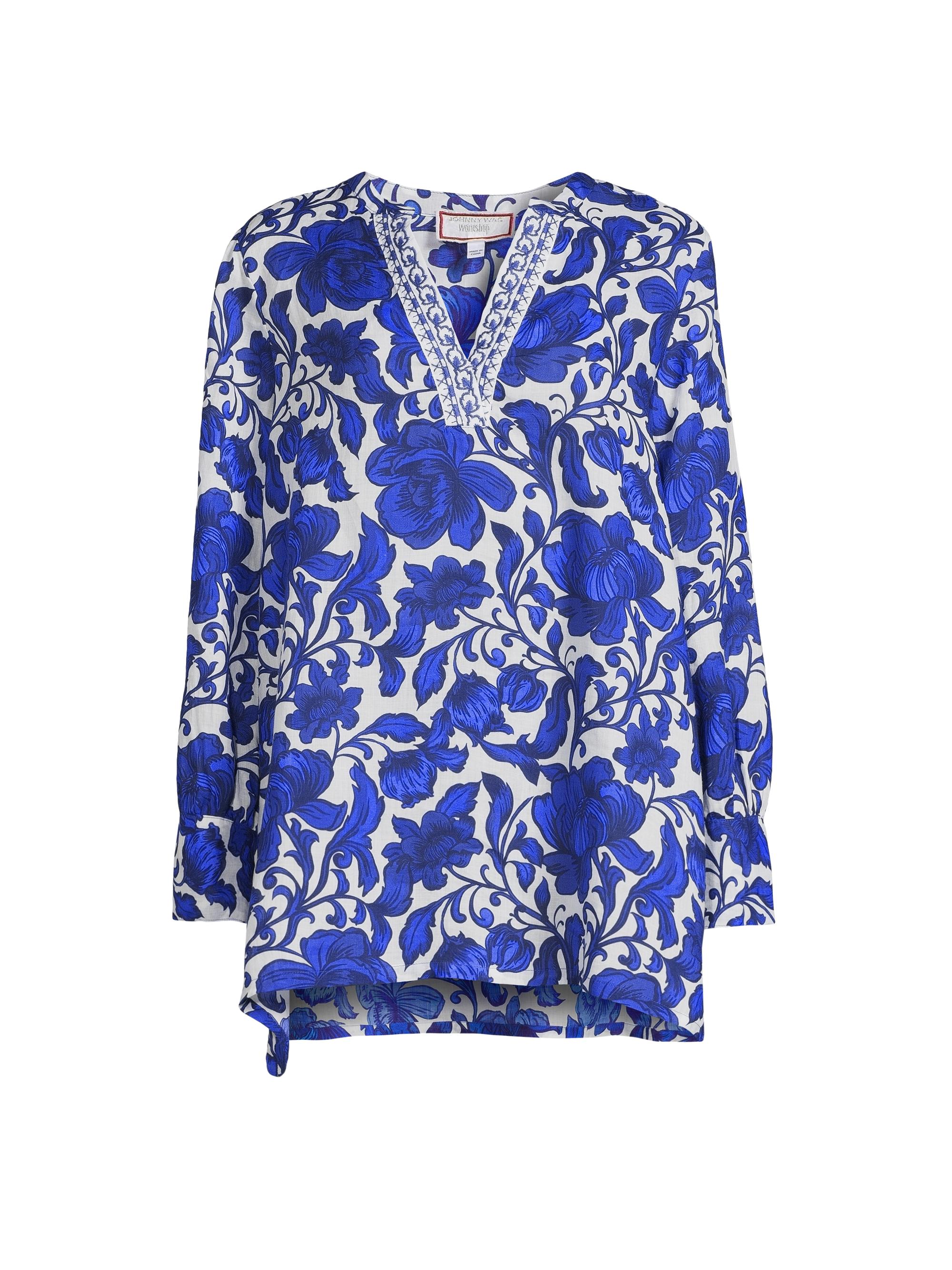 Johnny Was Women's Henley Floral V-Neck Blouse