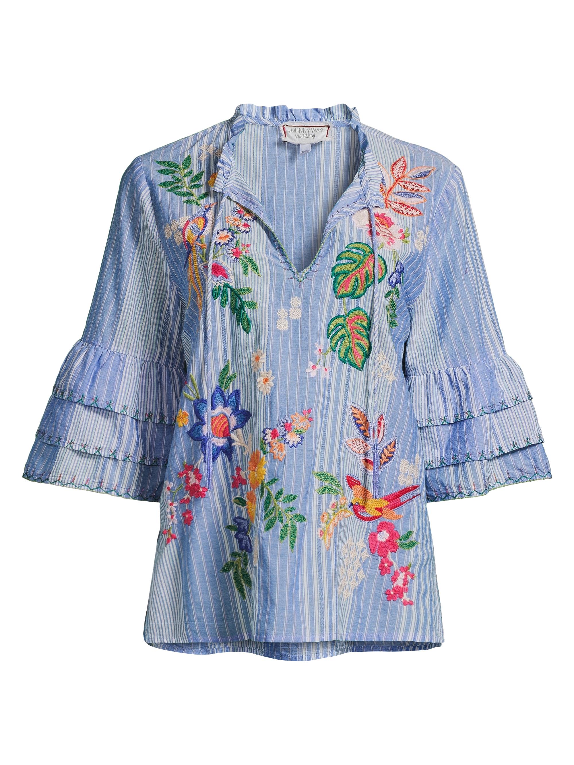 Johnny Was Women's Jeanette Floral Split-Neck Blouse