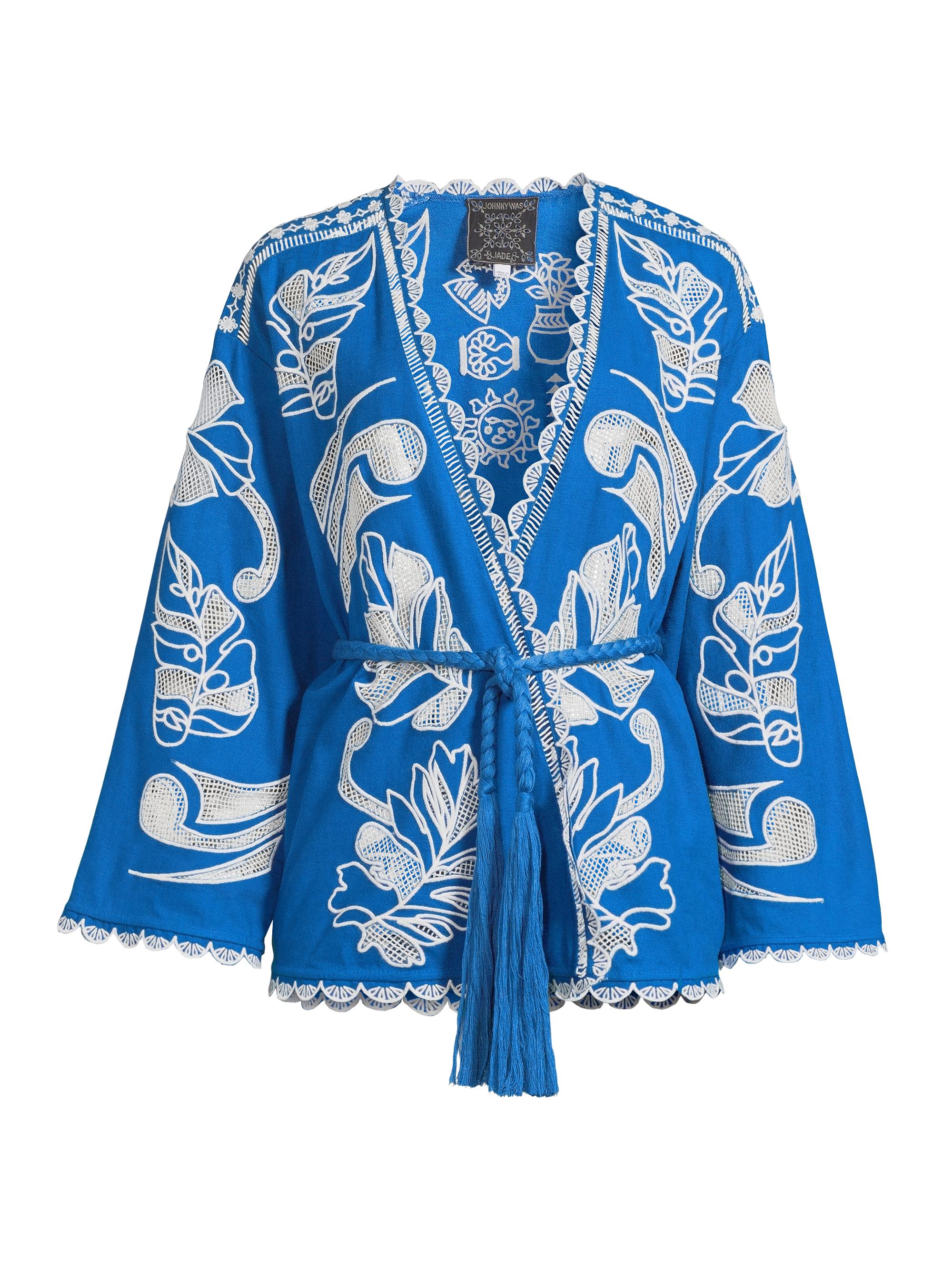 Johnny Was Women's Jodie Embroidered Linen-Blend Tie-Waist Jacket