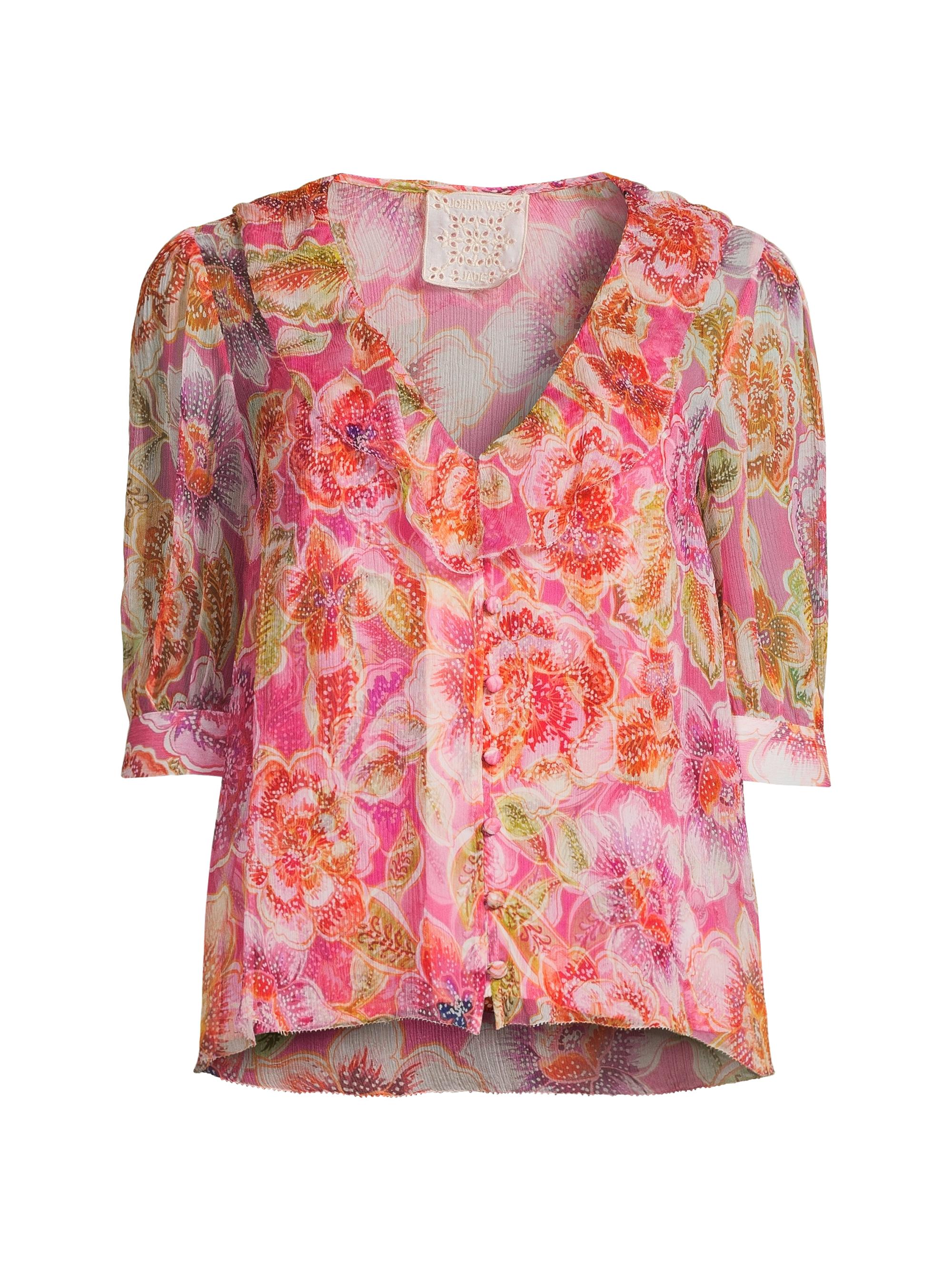 Johnny Was Women's Marcia Floral Silk Blouse