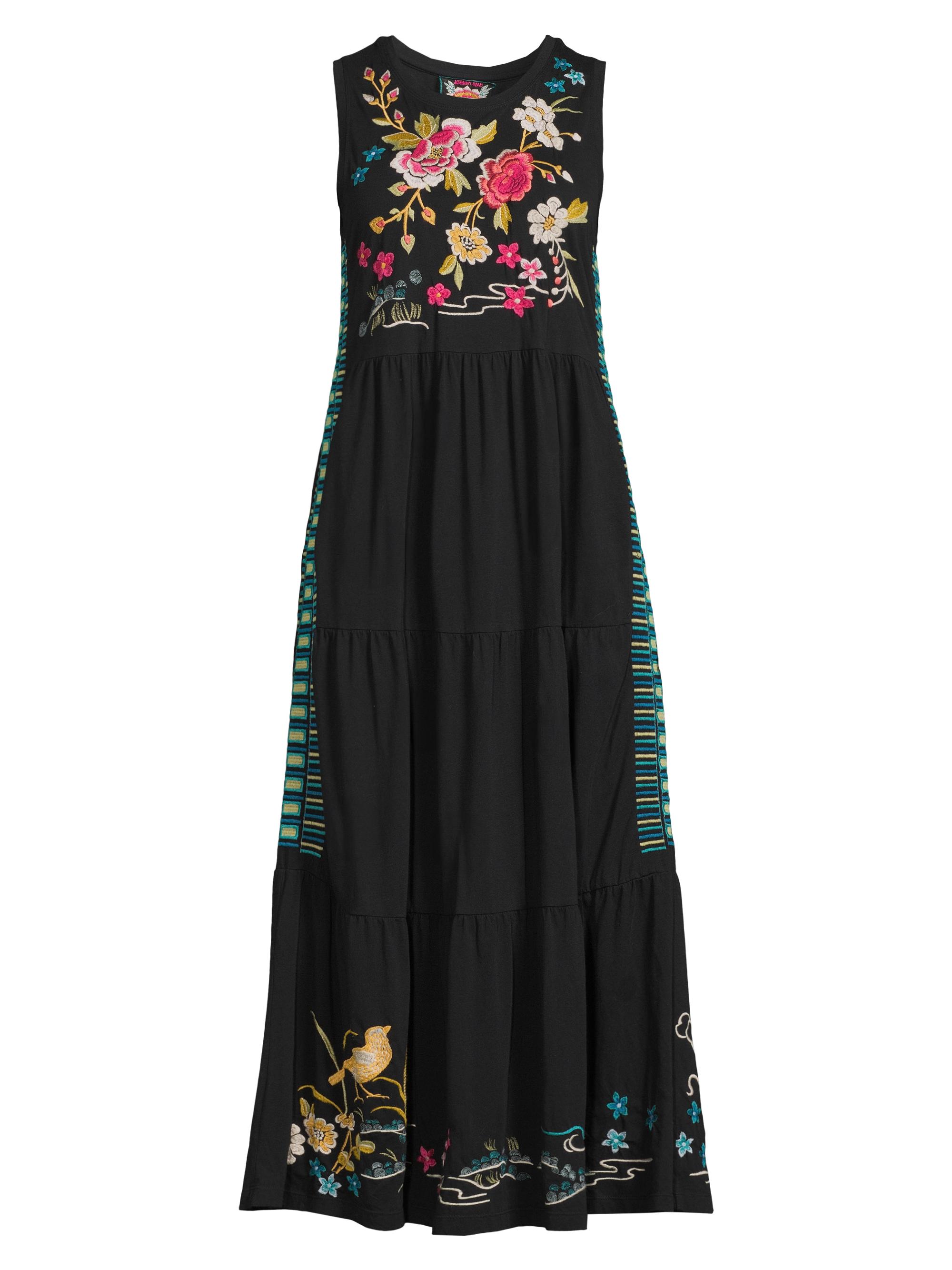 Johnny Was Women's Celina Floral Cotton Tiered Maxi Dress - Black
