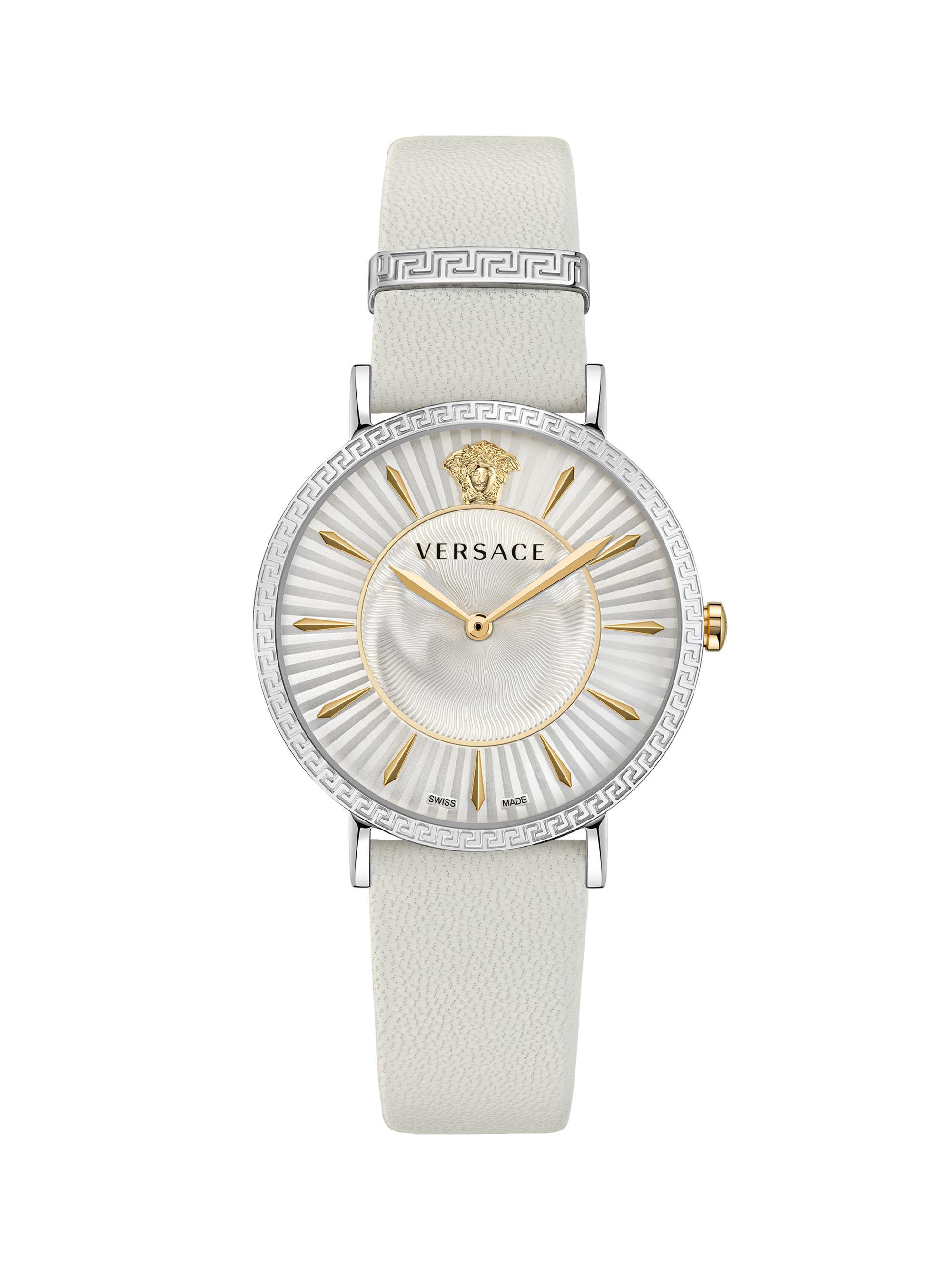 Versace Men's V-Eternal Stainless Steel & Leather Strap Watch/38MM - White Two Tone