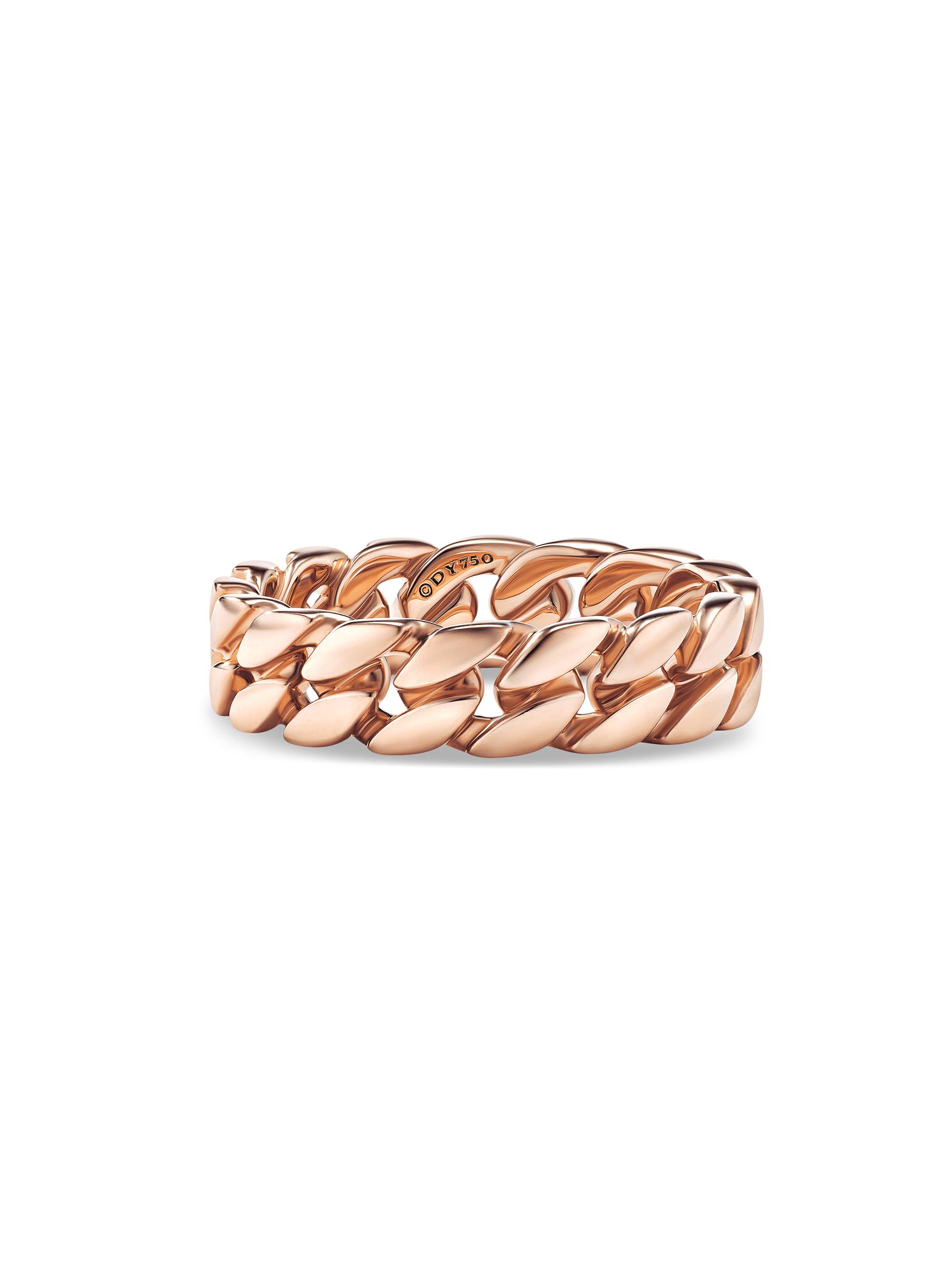 David Yurman Men's Curb Chain Band Ring in 18K Rose Gold, 6MM - Gold