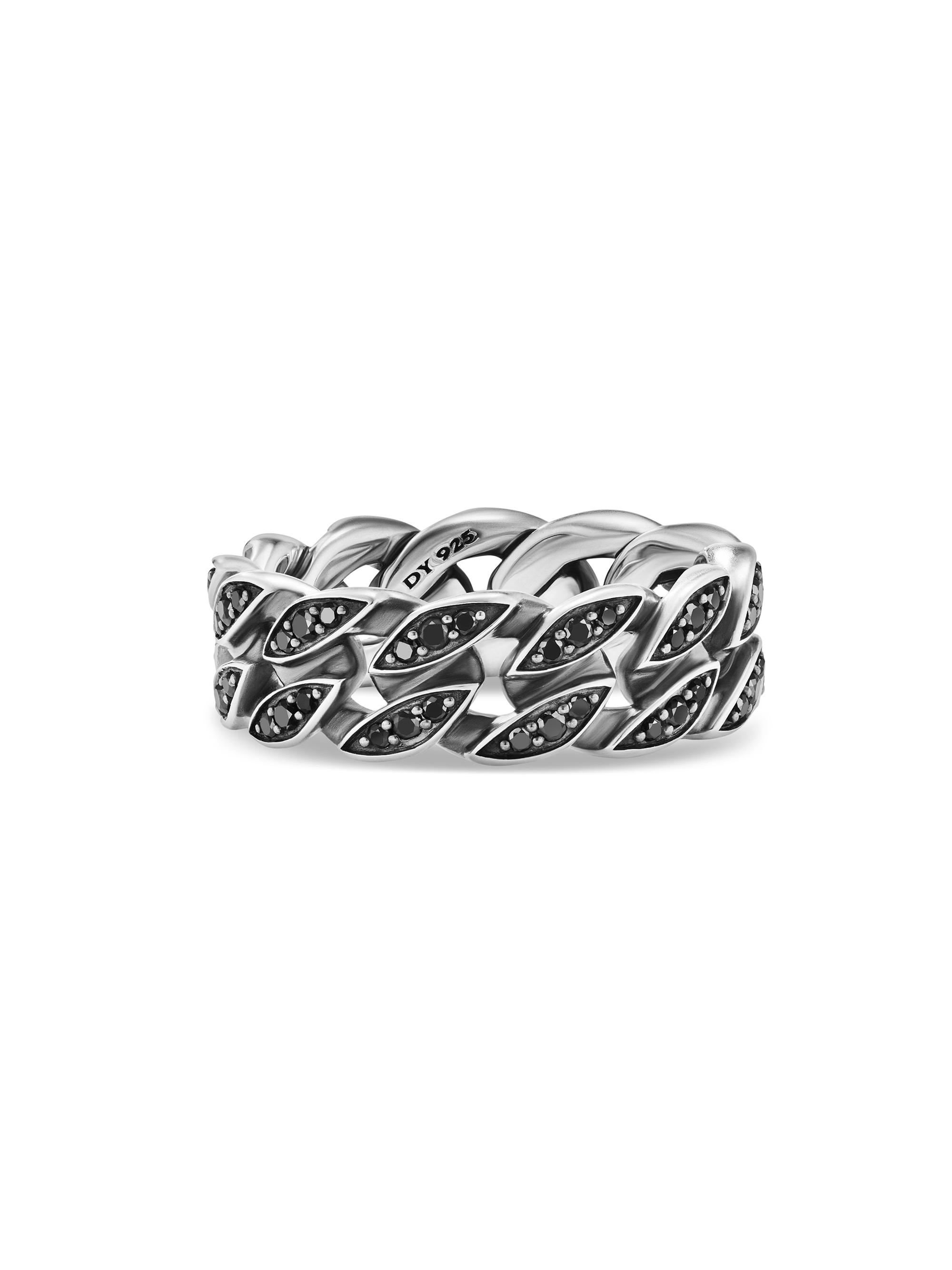 David Yurman Men's Curb Chain Band Ring in Sterling Silver - Diamond