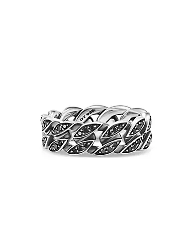 Curb Chain Band Ring in Sterling Silver