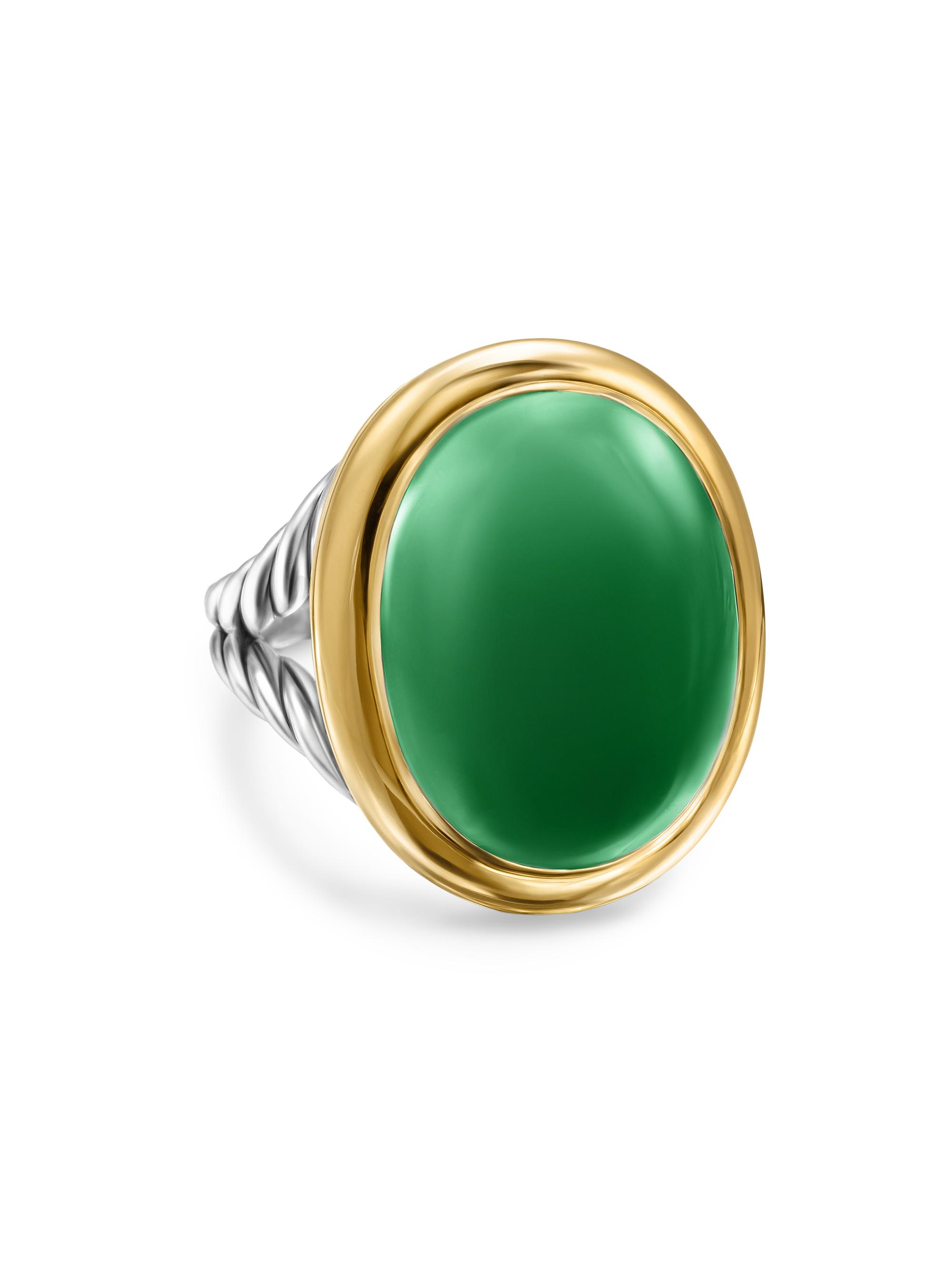 David Yurman Women's Albion Oval Ring in Sterling Silver - Green Onyx