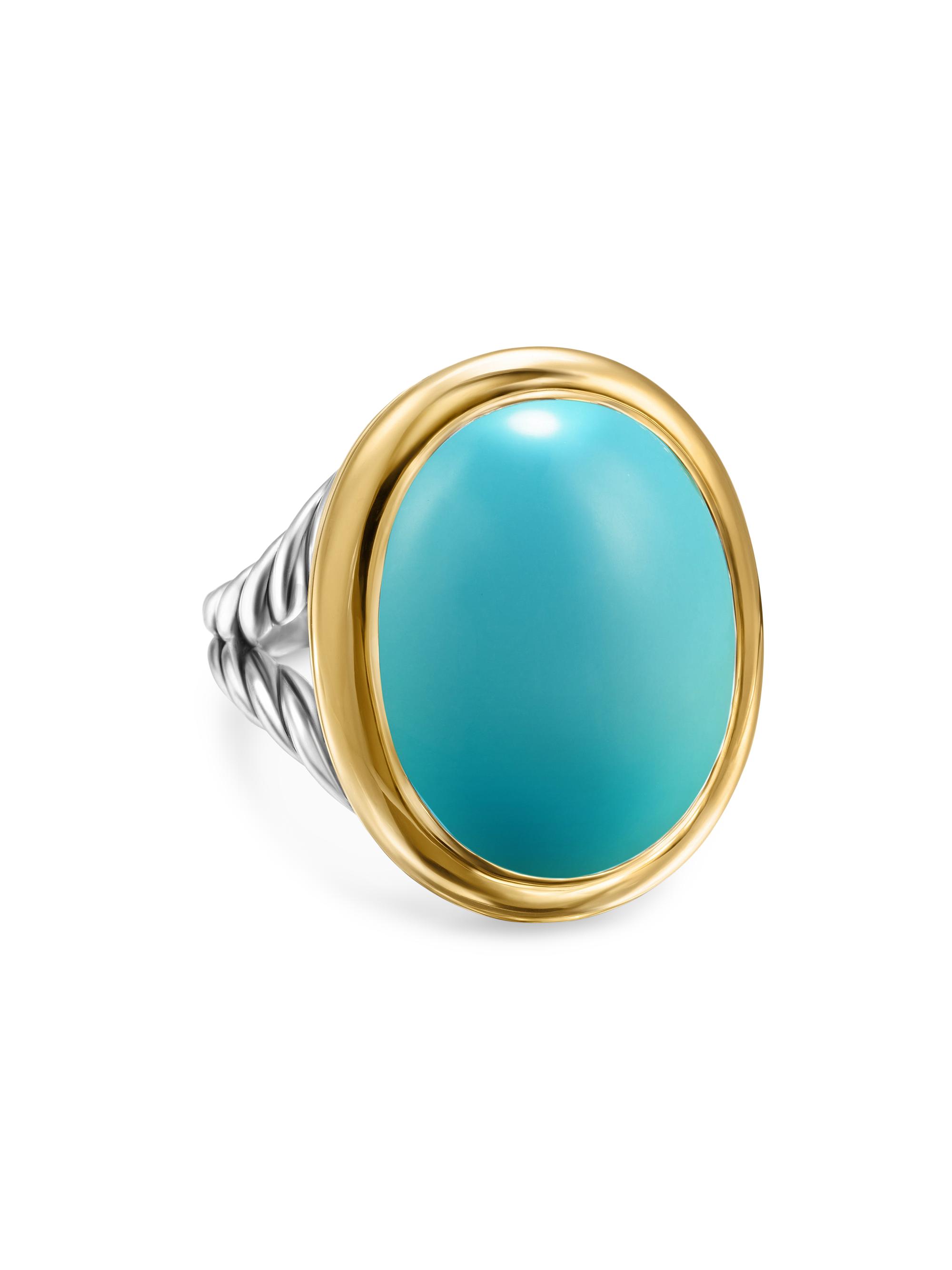 David Yurman Women's Albion Oval Ring in Sterling Silver - Reconstituted Turquoise