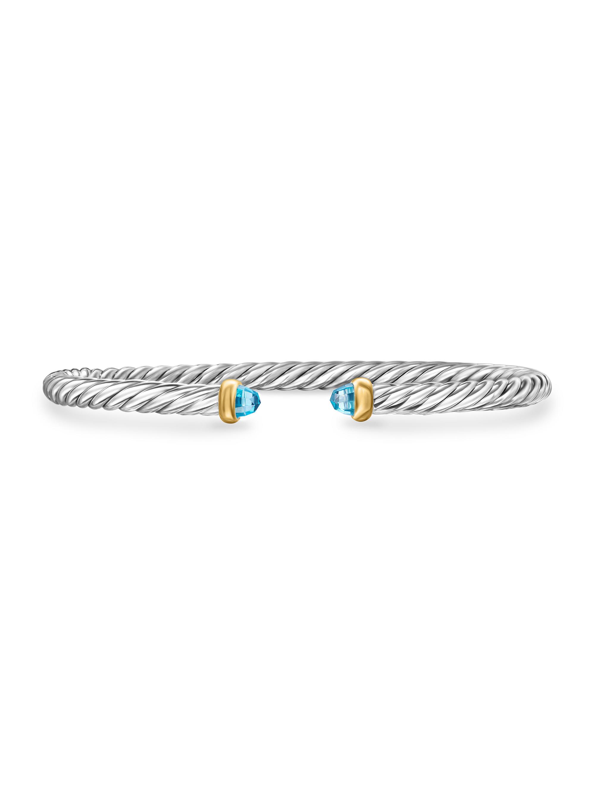 David Yurman Women's Cable Flex Bracelet in Sterling Silver - Blue Topaz