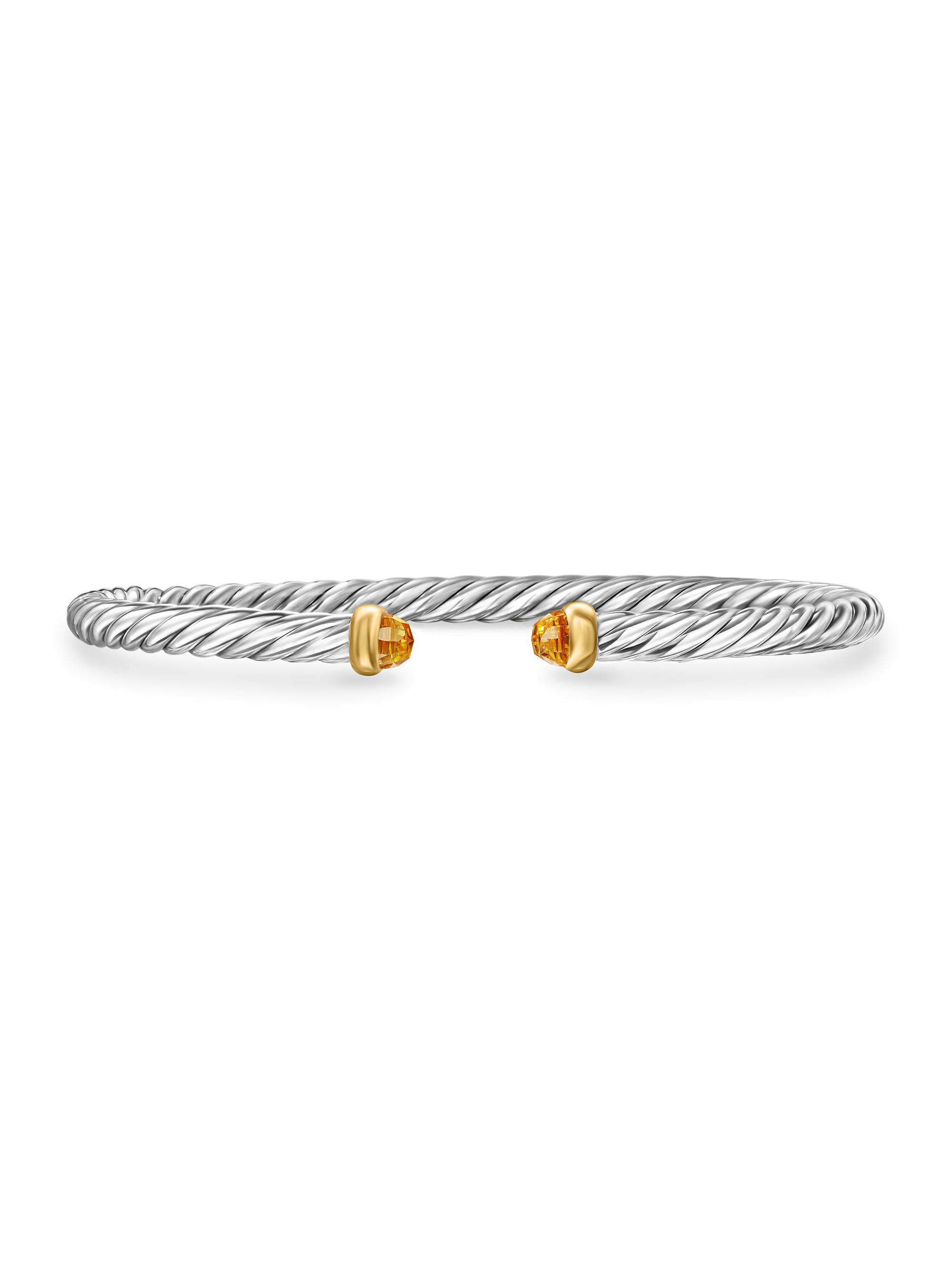 David Yurman Women's Cable Flex Bracelet in Sterling Silver - Citrine