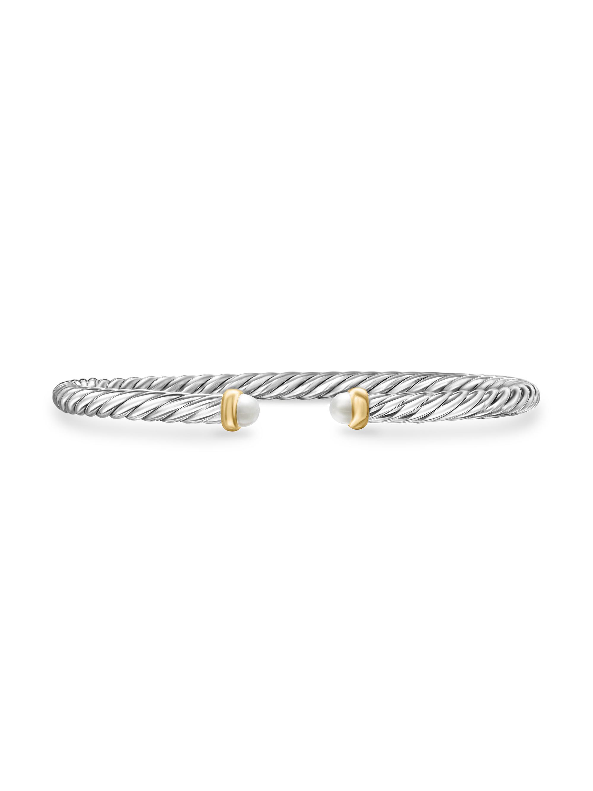 David Yurman Women's Cable Flex Bracelet in Sterling Silver - Pearl