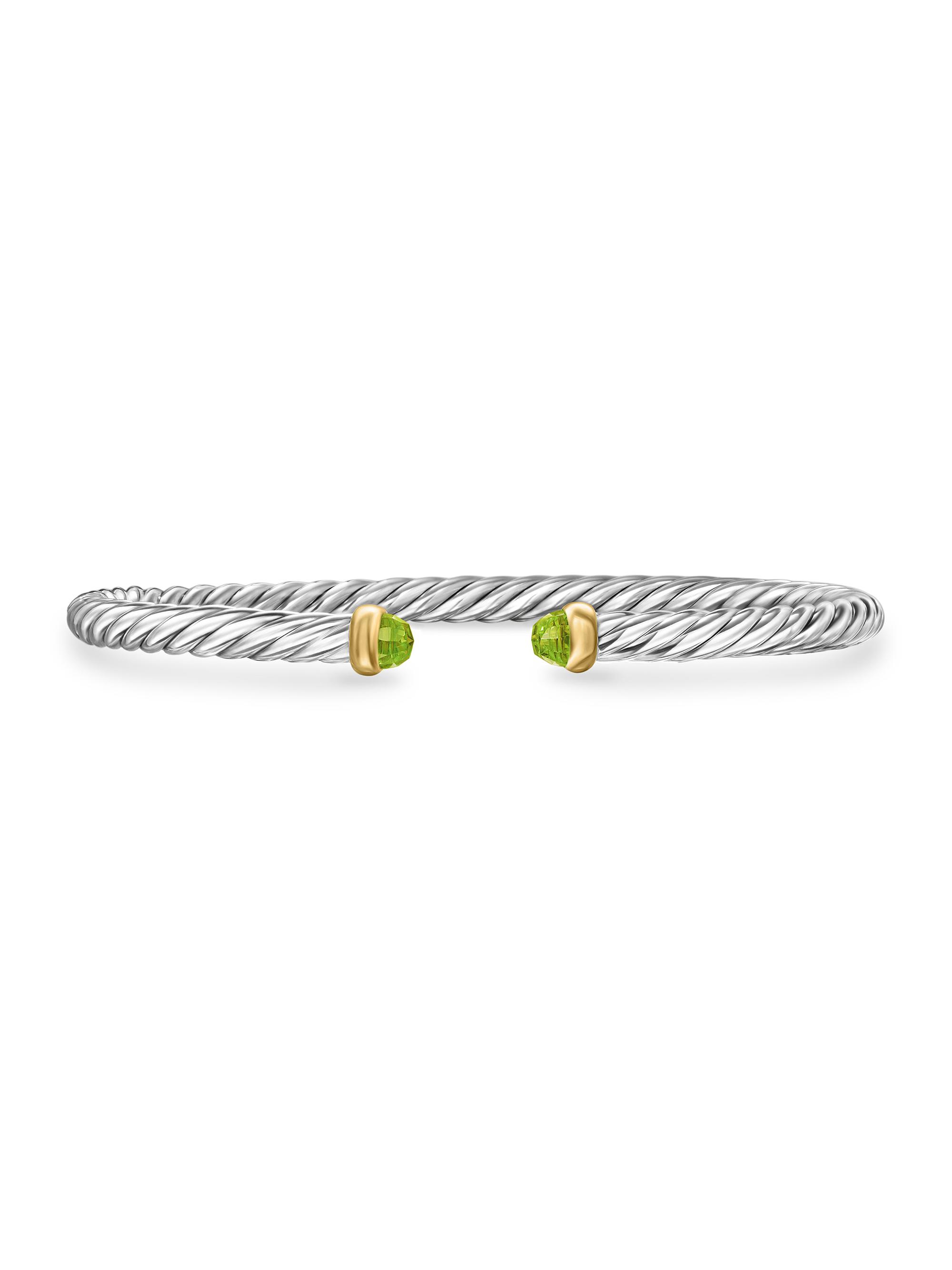 David Yurman Women's Cable Flex Bracelet in Sterling Silver - Peridot