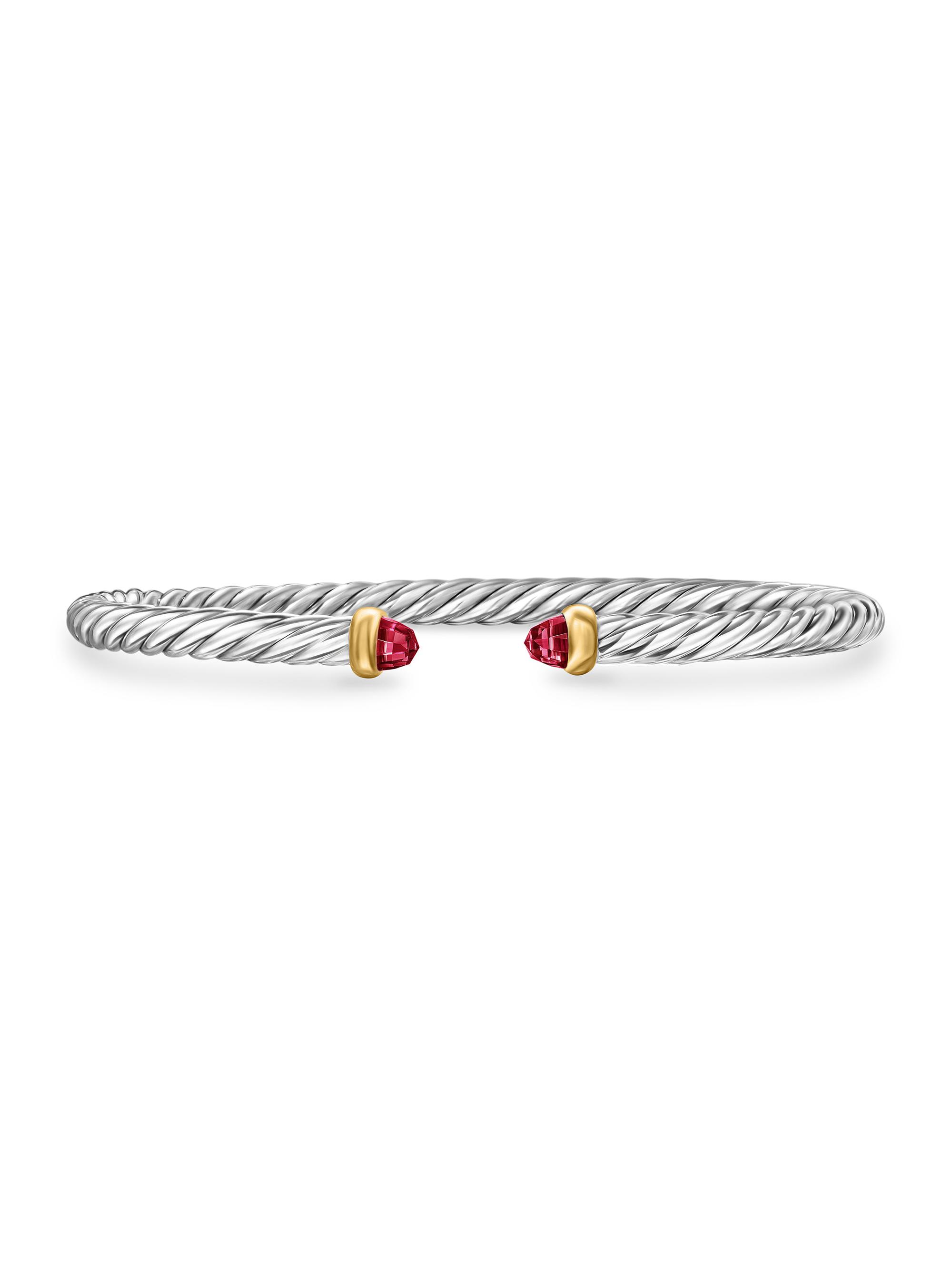 David Yurman Women's Cable Flex Bracelet in Sterling Silver - Rhodolite Garnet