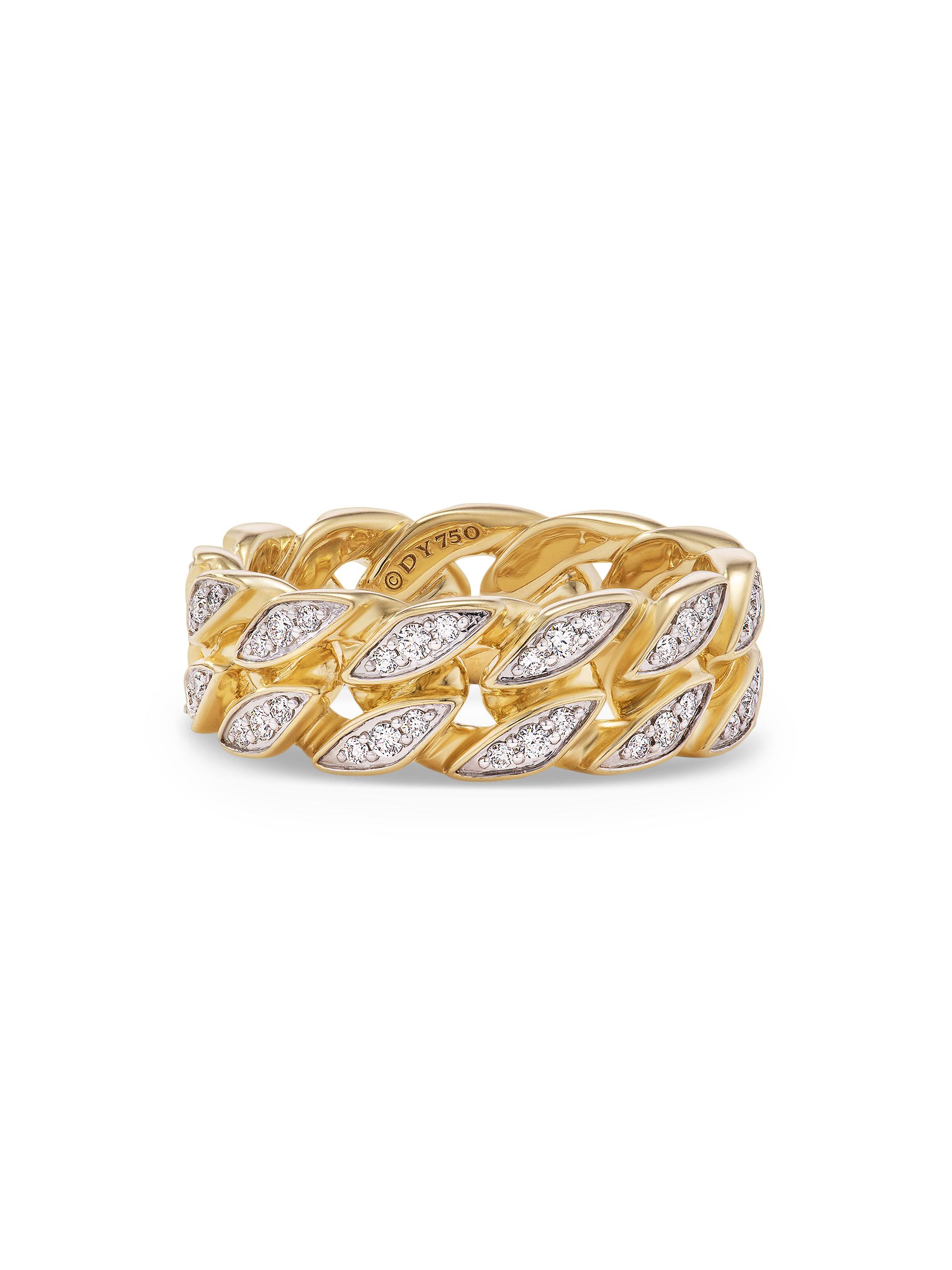 Curb Chain Band Ring 18K Yellow Gold