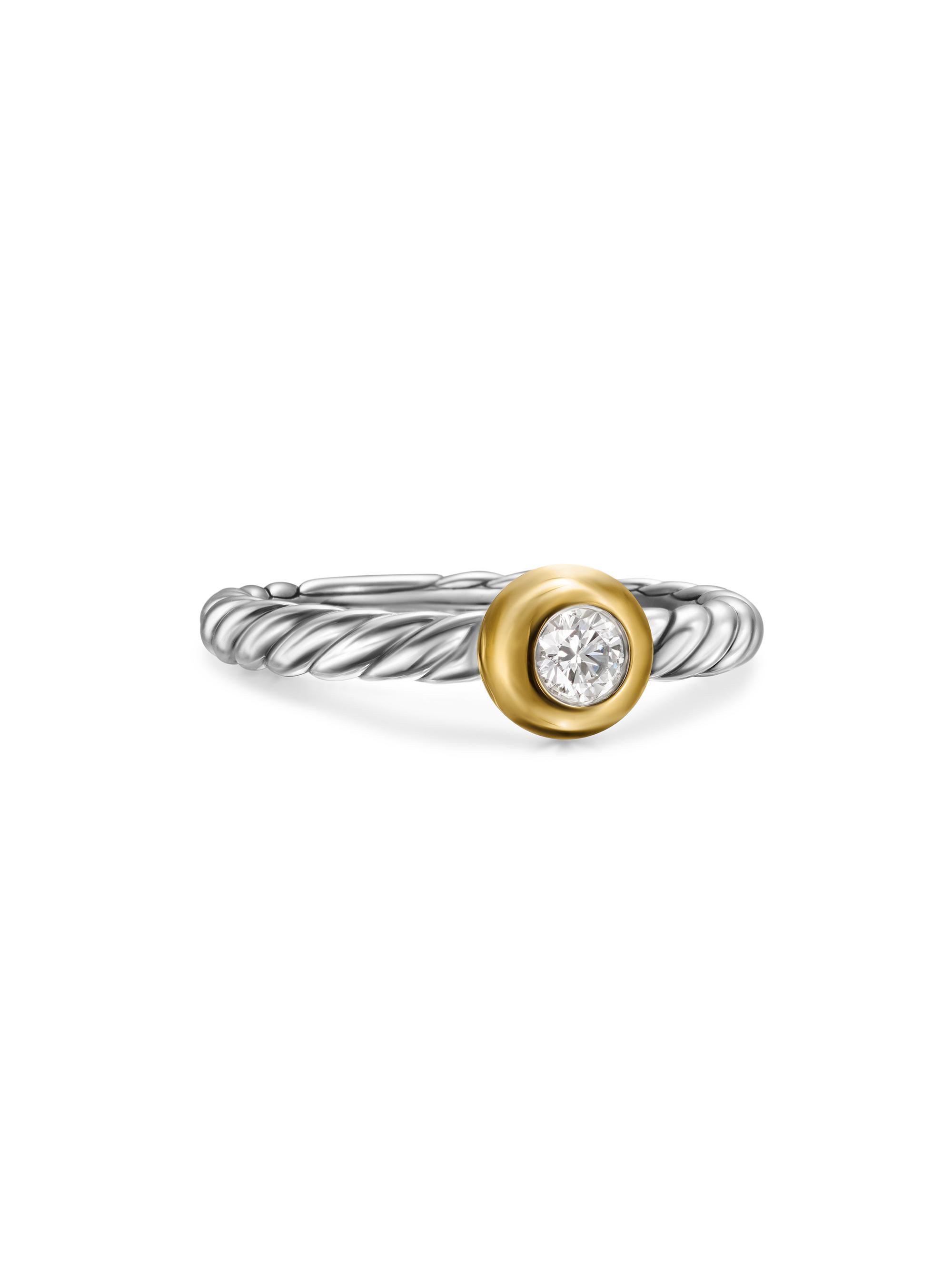 David Yurman Women's Petite Cable Ring in Sterling Silver - Diamond