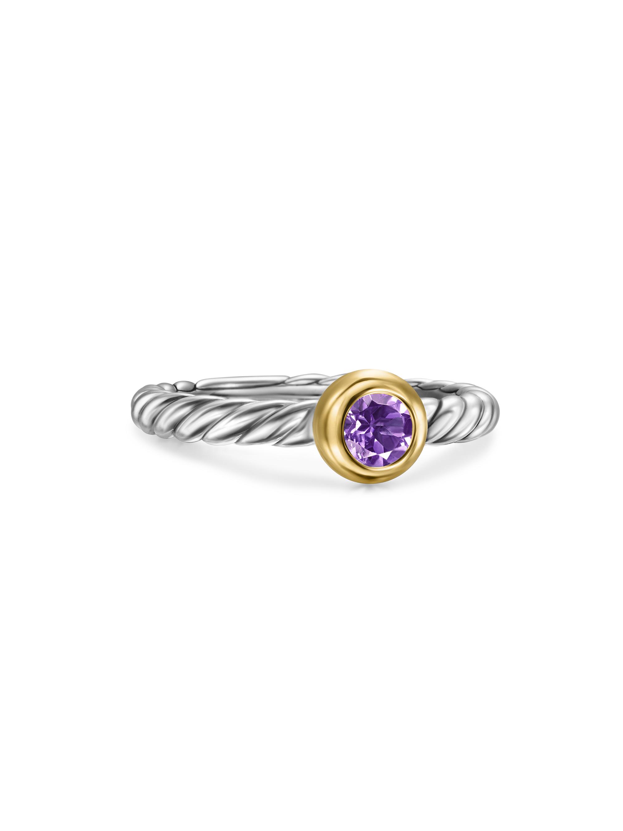 David Yurman Women's Petite Cable Ring in Sterling Silver - Amethyst