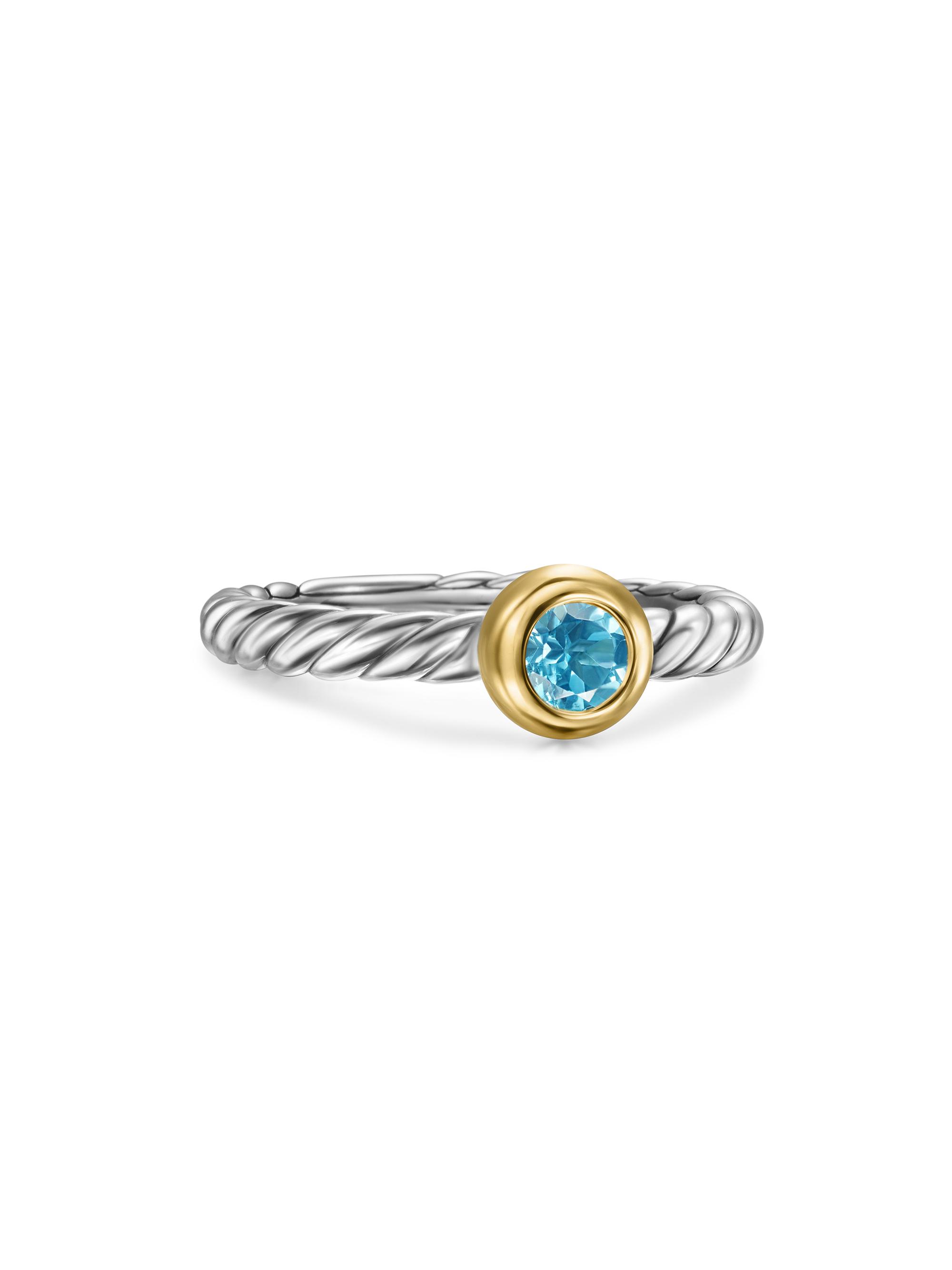David Yurman Women's Petite Cable Ring in Sterling Silver - Blue Topaz