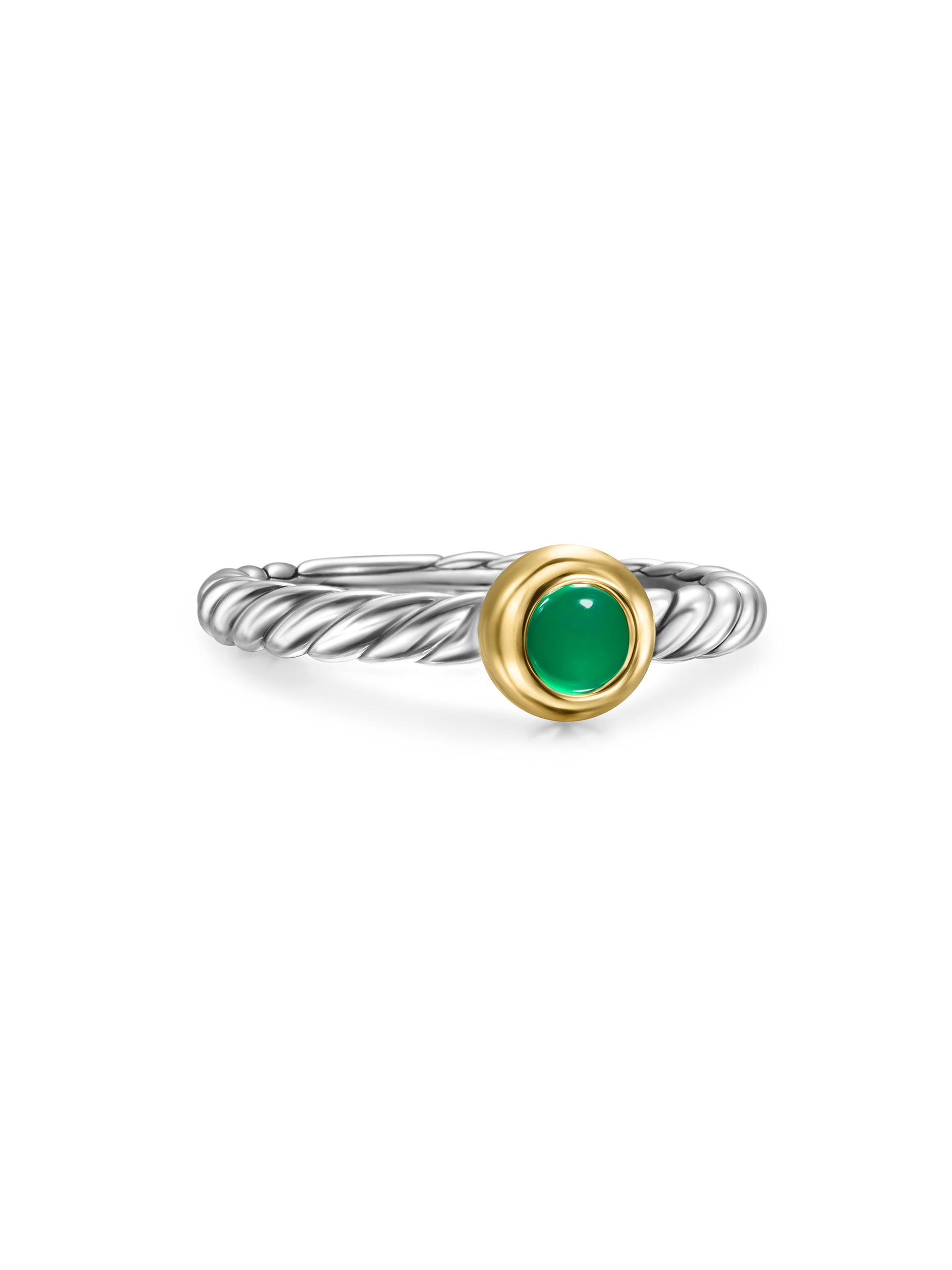 David Yurman Women's Petite Cable Ring in Sterling Silver - Green Onyx