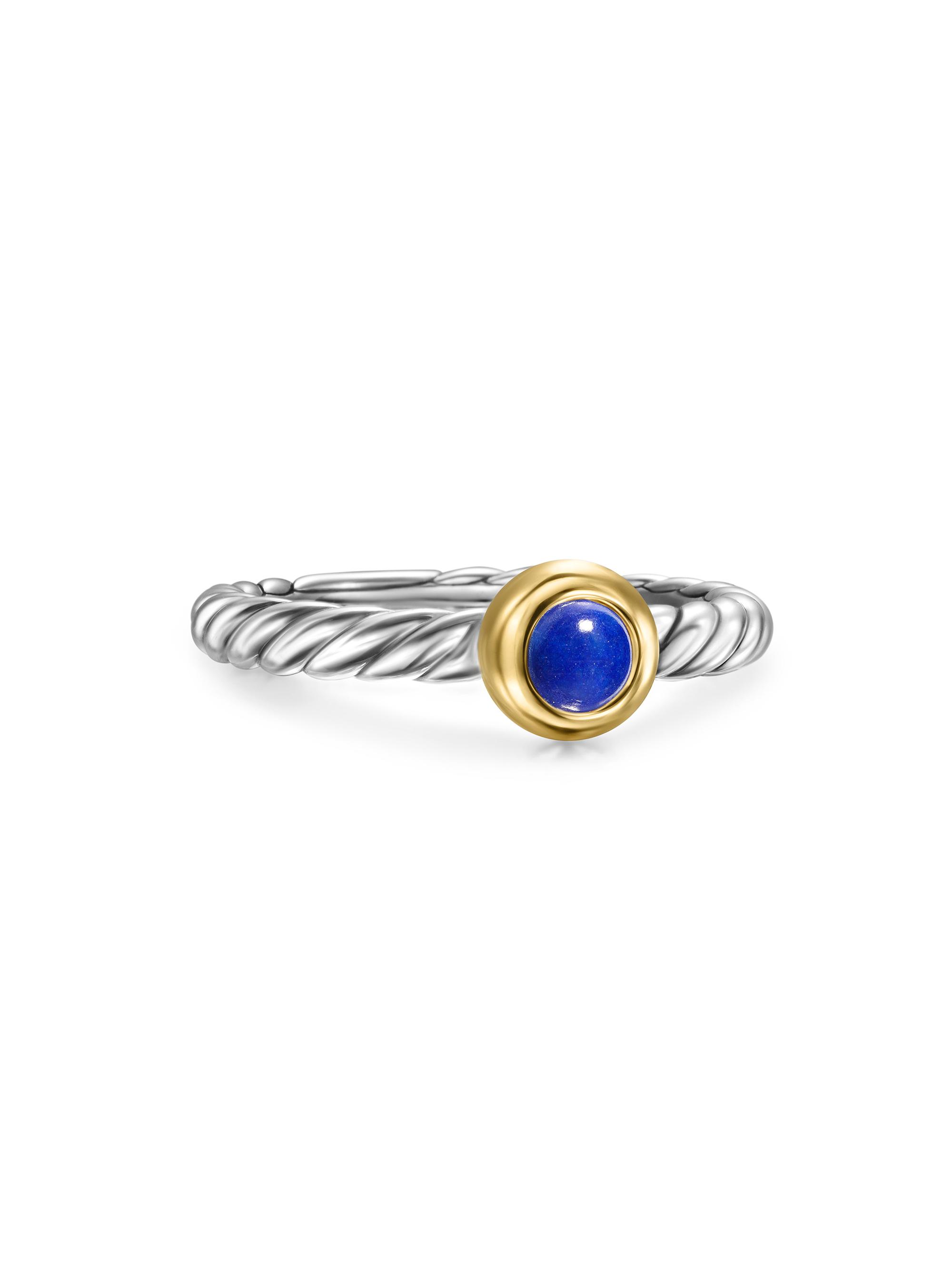 David Yurman Women's Petite Cable Ring in Sterling Silver - Lapis Lazuli