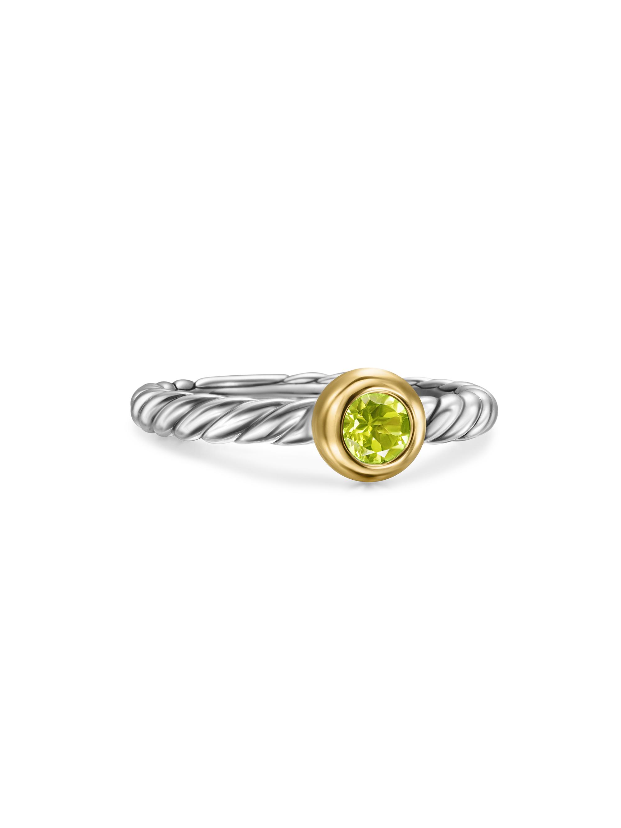 David Yurman Women's Petite Cable Ring in Sterling Silver - Peridot