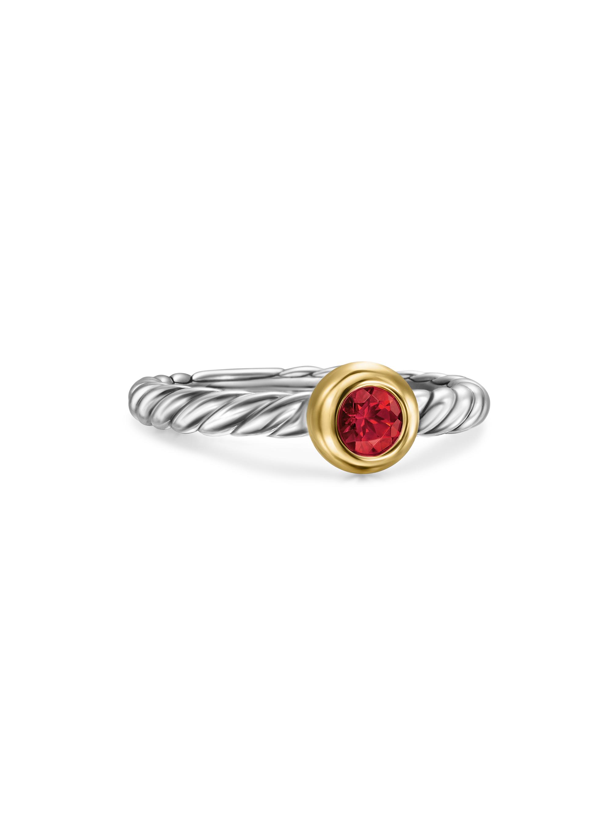 David Yurman Women's Petite Cable Ring in Sterling Silver - Rhodolite Garnet