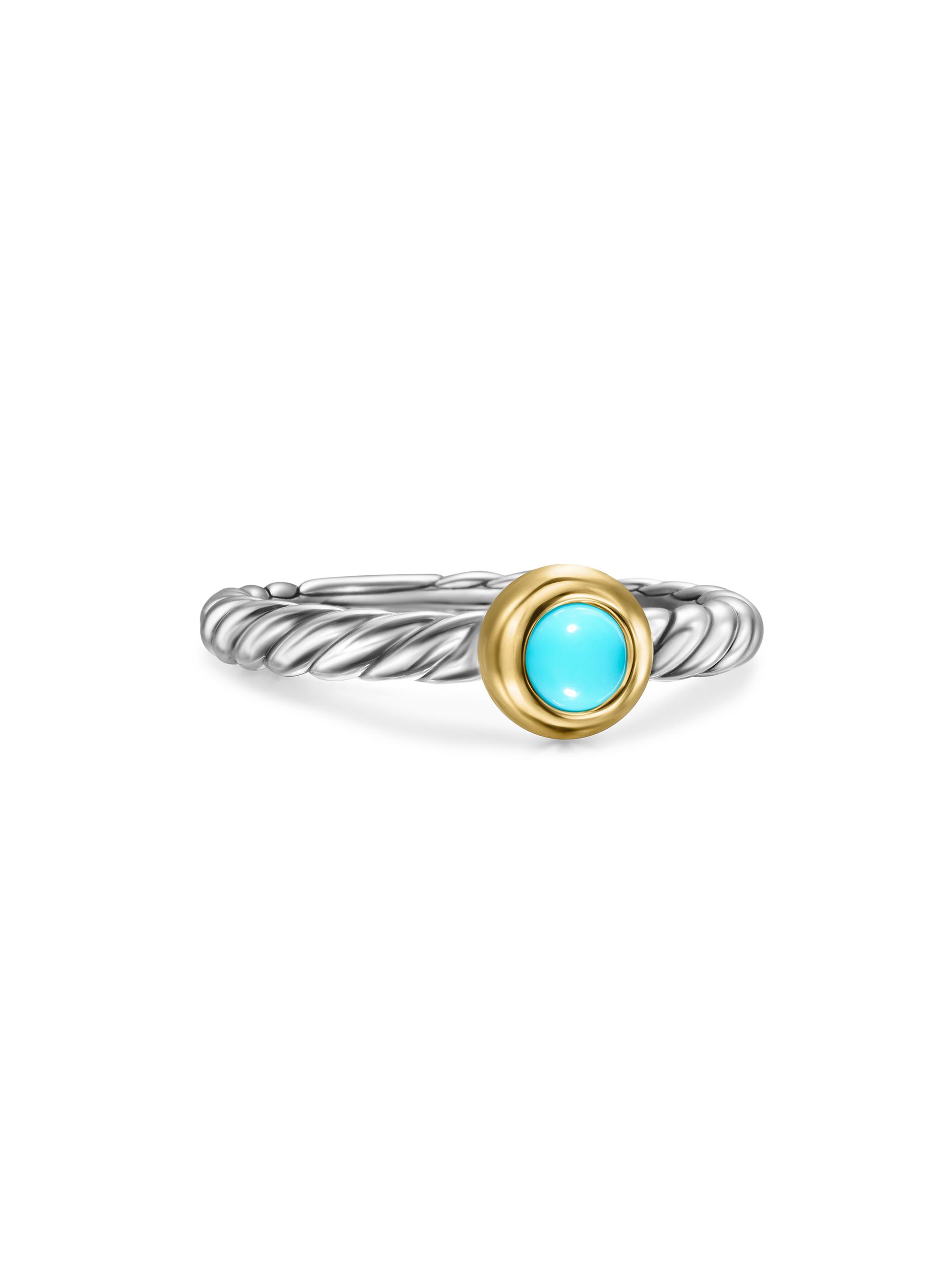 David Yurman Women's Petite Cable Ring in Sterling Silver - Turquoise