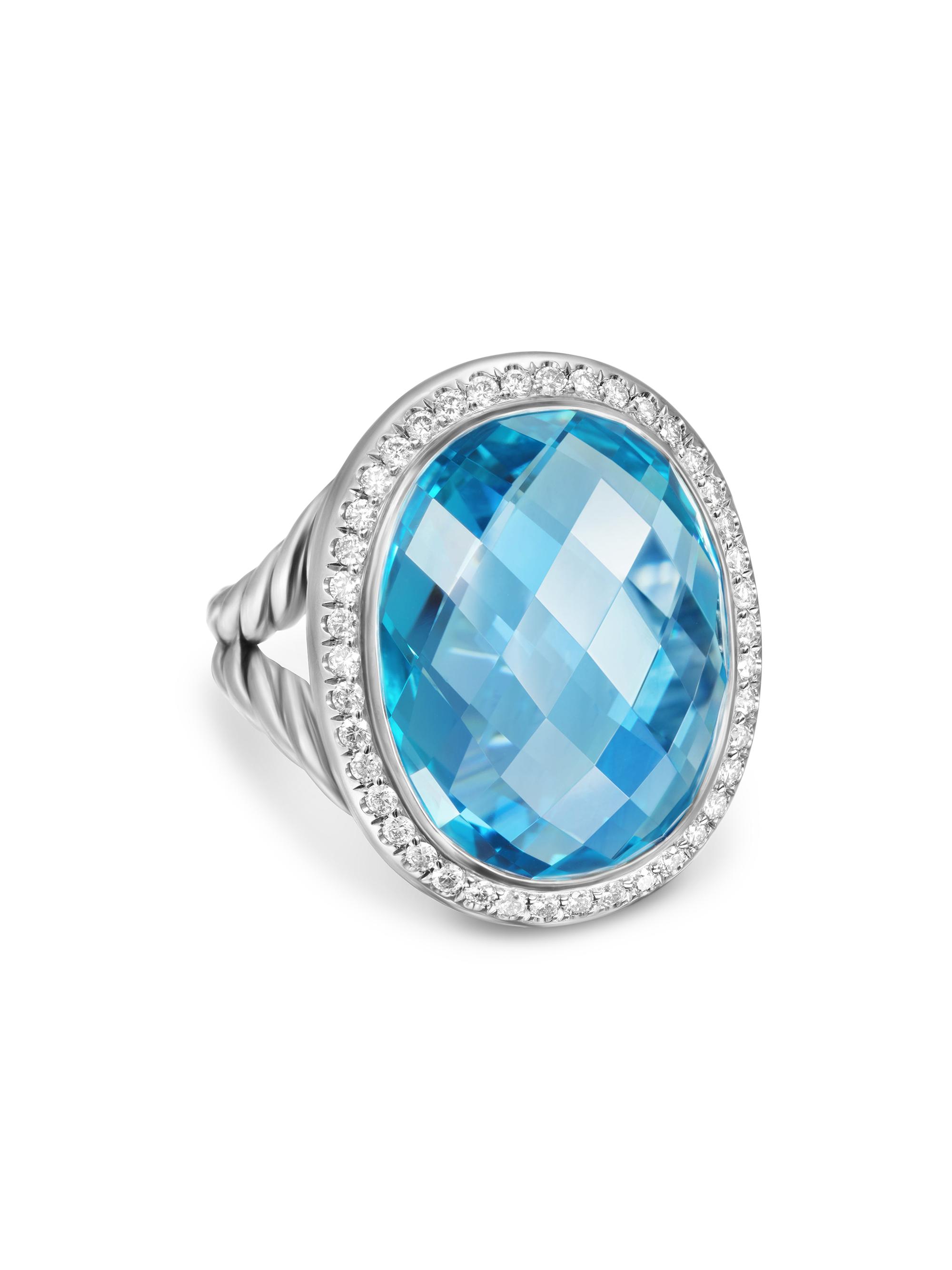 David Yurman Women's Albion Oval Ring in Sterling Silver - Blue Topaz