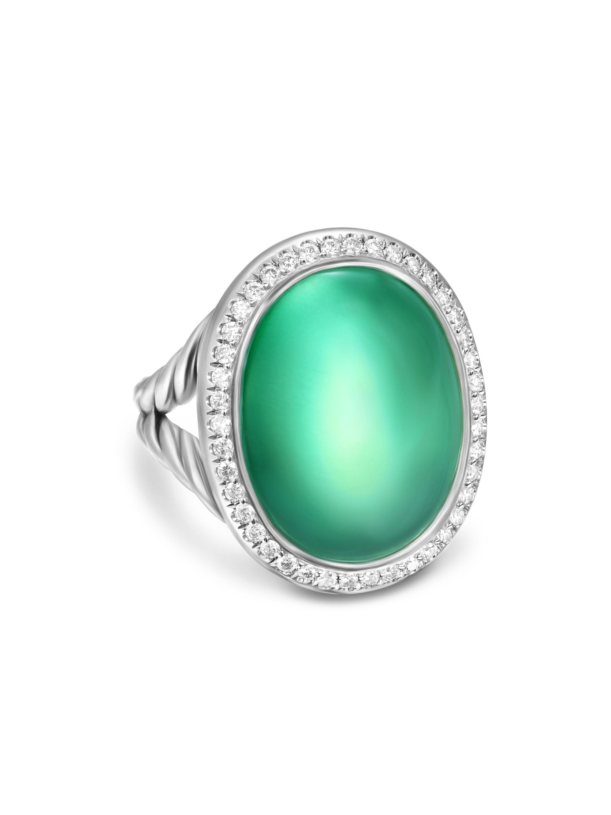 David Yurman Women's Albion Oval Ring in Sterling Silver - Green