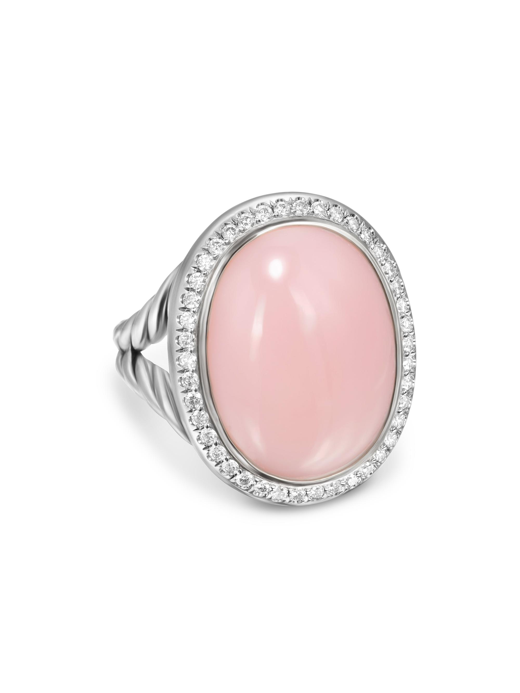 David Yurman Women's Albion Oval Ring in Sterling Silver - Pink Opal