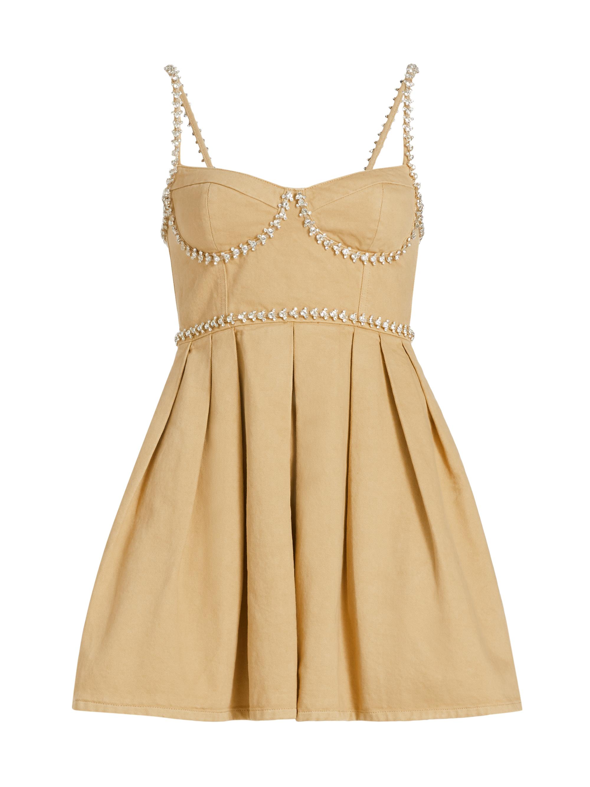 Self-Portrait Women's Diamante Denim Minidress - Beige