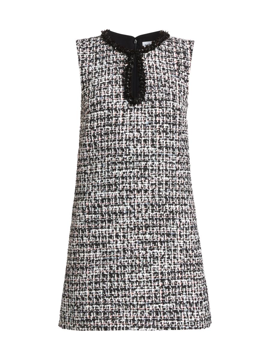 Self-Portrait Boucle Embellished Minidress | Saks Fifth Avenue