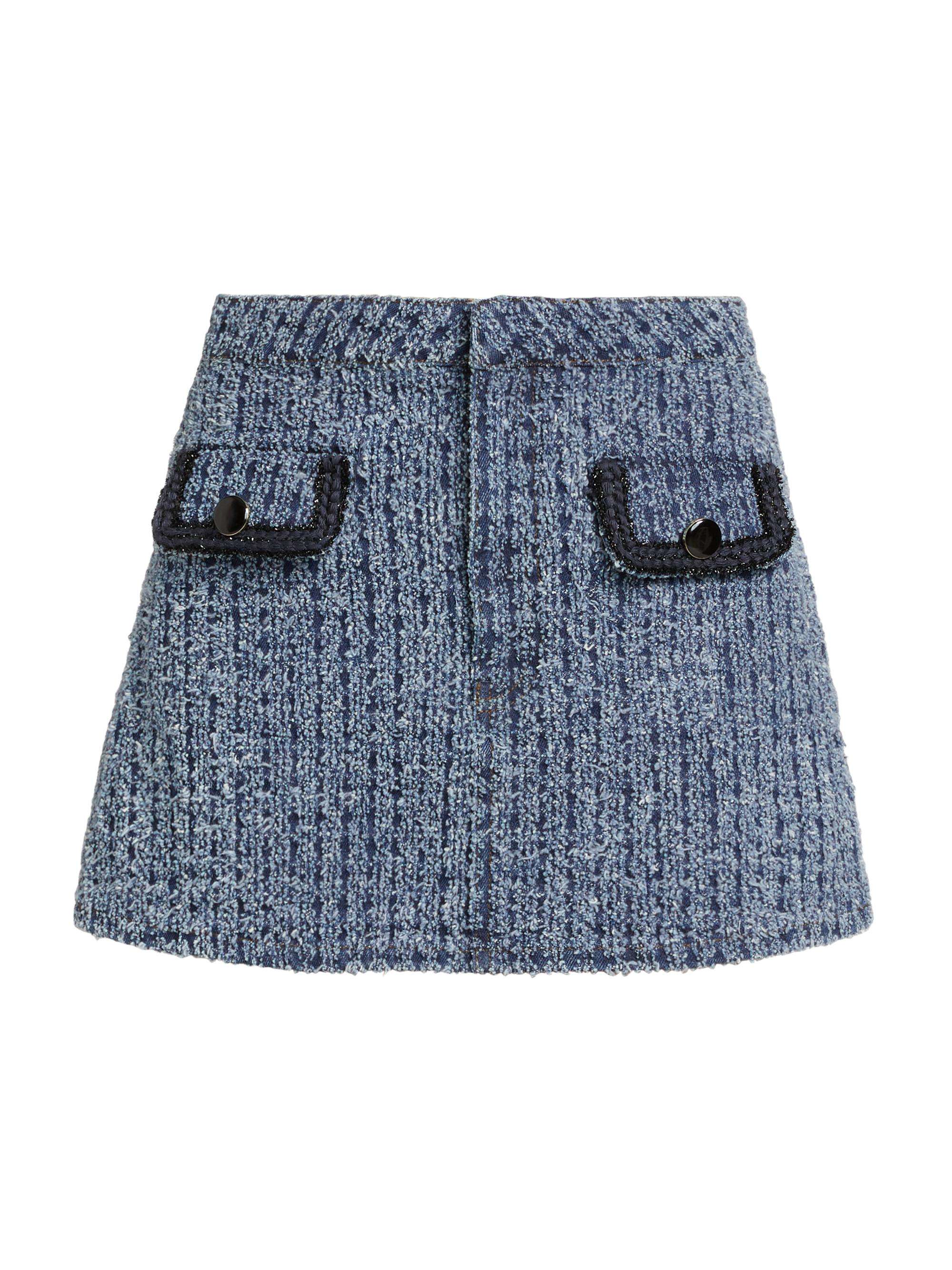 Self-Portrait Women's Textured Denim Miniskirt - Blue