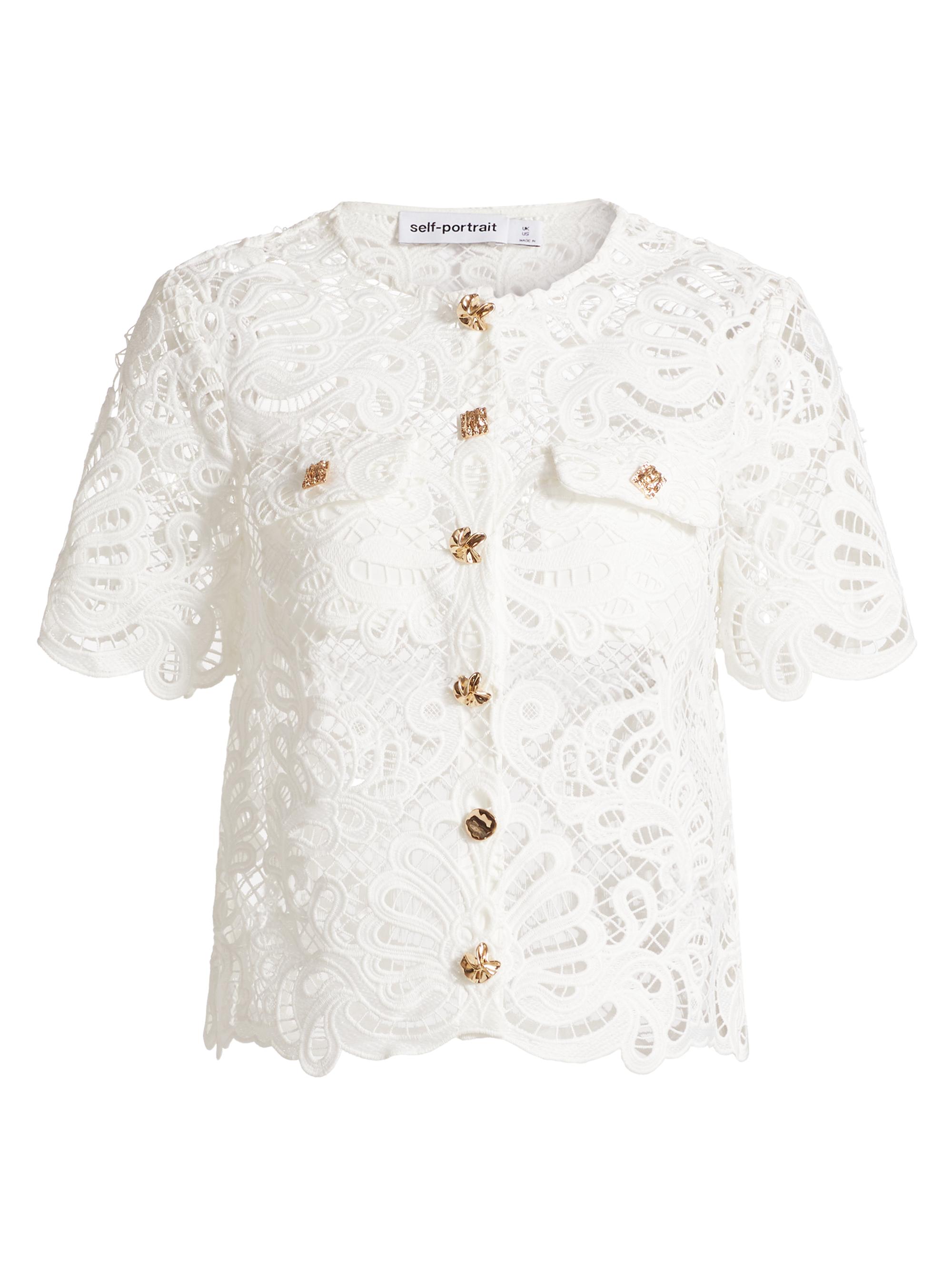 Self-Portrait Women's Guipure Lace Blouse - White