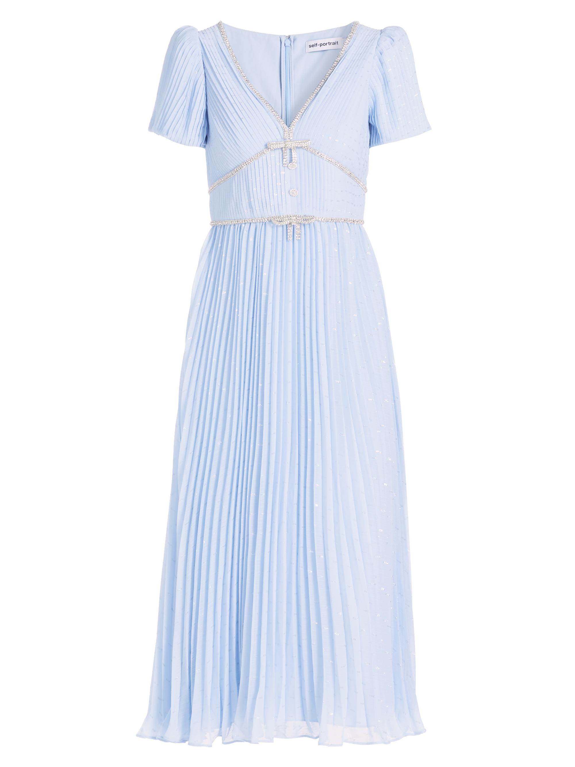 Self-Portrait Women's Metallic Chiffon Midi-Dress - Blue