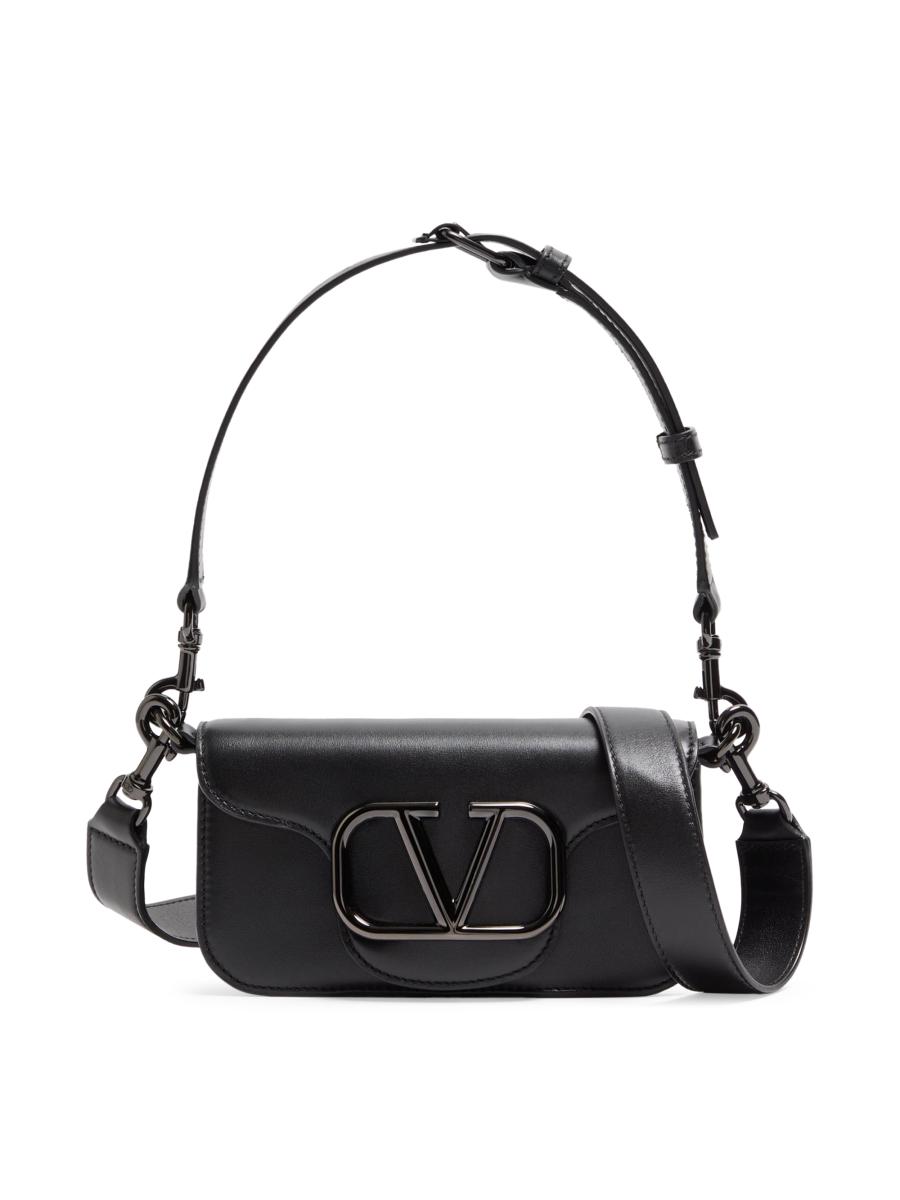 【シンプルで使いやすい♪】VALENTINO Garavani Bags.. Black Valentino Garavani Mini Locò Crossbody Calfskin Bag | Saks