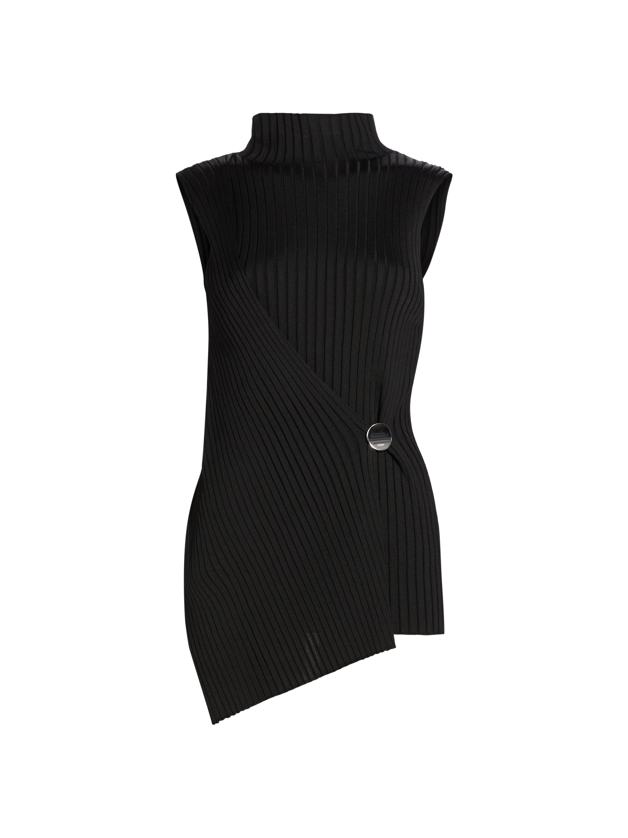 Jil Sander Women's Viscose Rib-Knit Turtleneck Top - Black