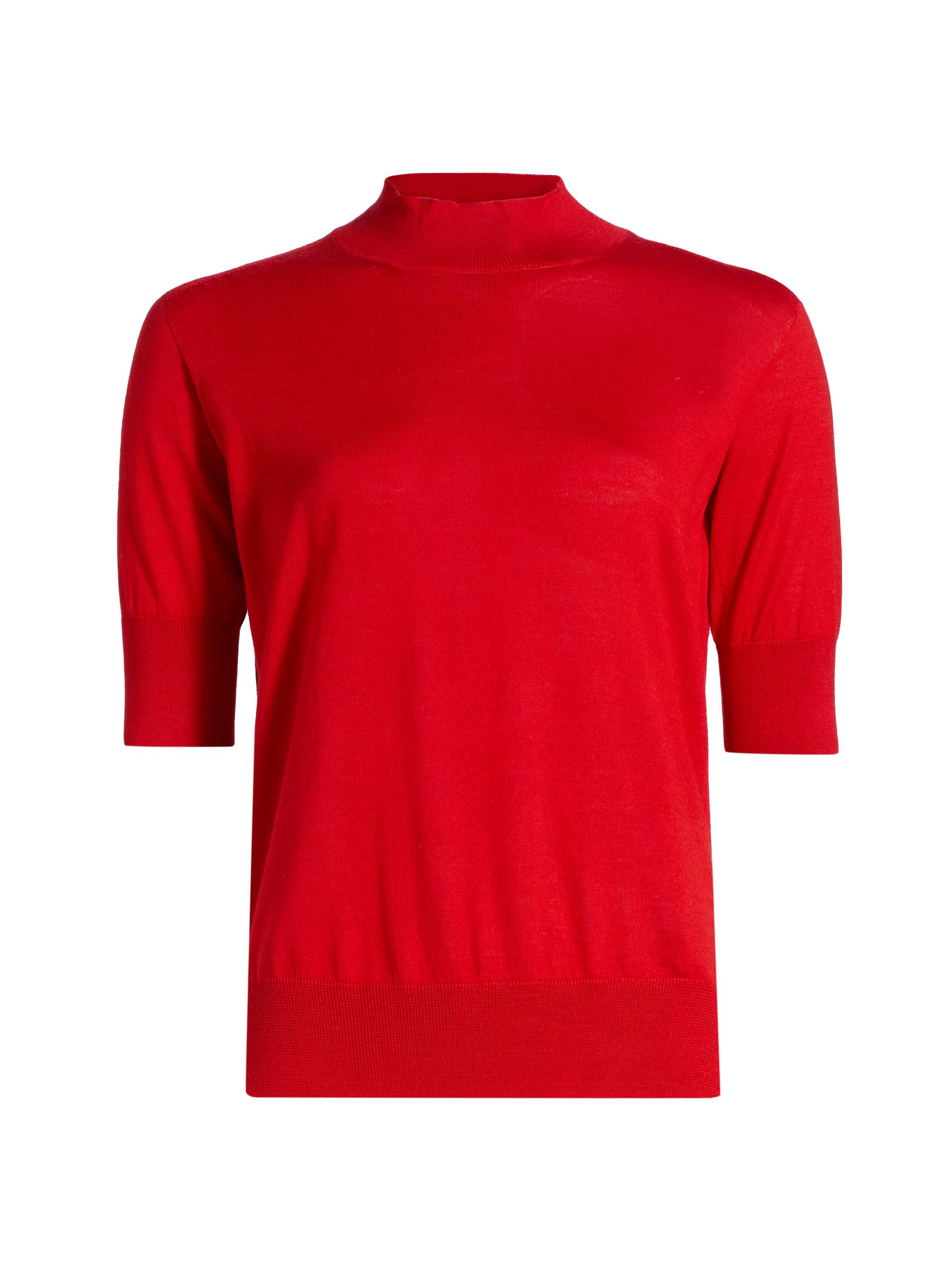 Jil Sander Women's Wool & Cashmere-Blend Rib-Knit Trim Sweater - Rouge