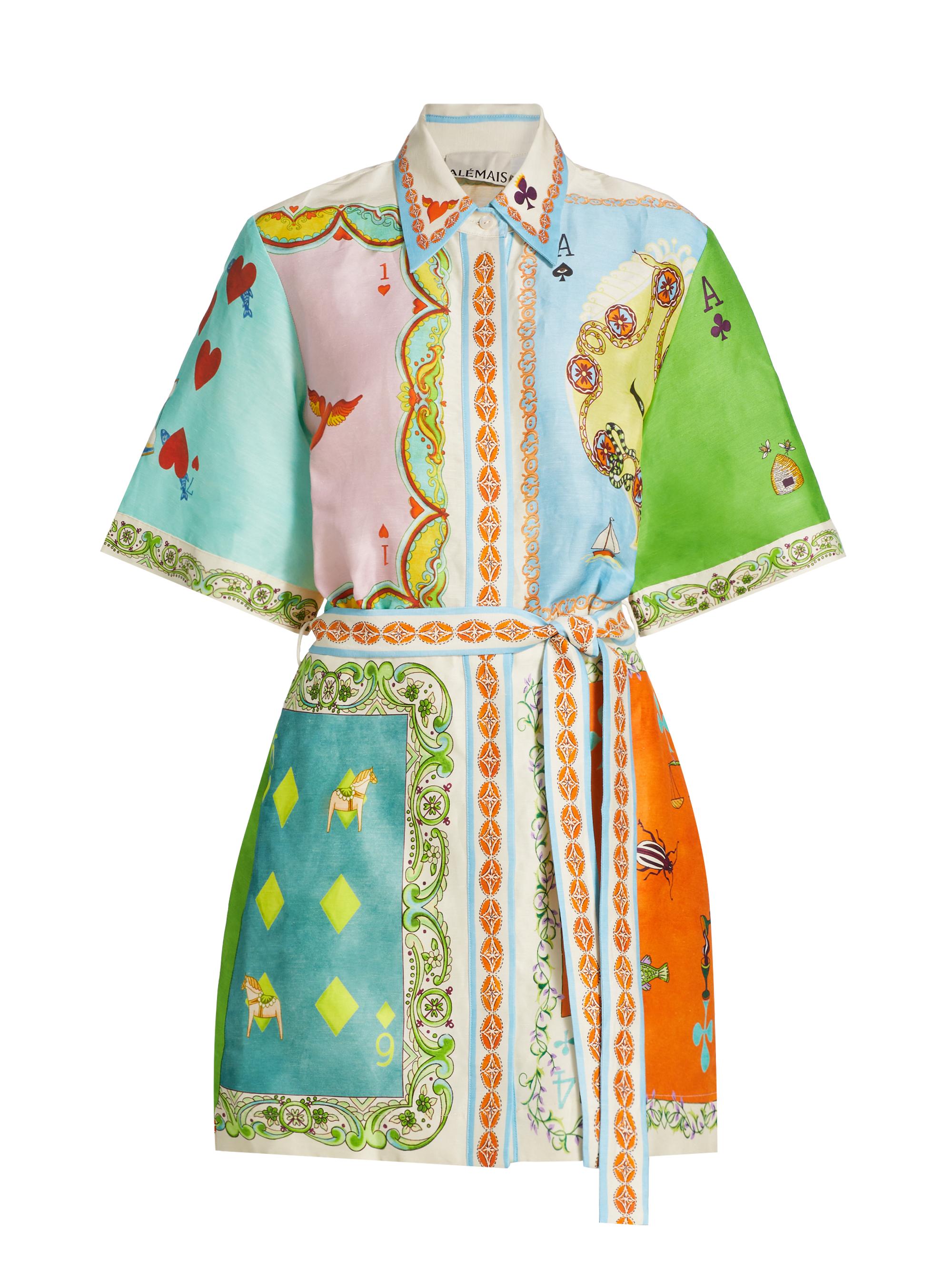 ALEMAIS Women's Players Rummy Linen-Blend Minidress