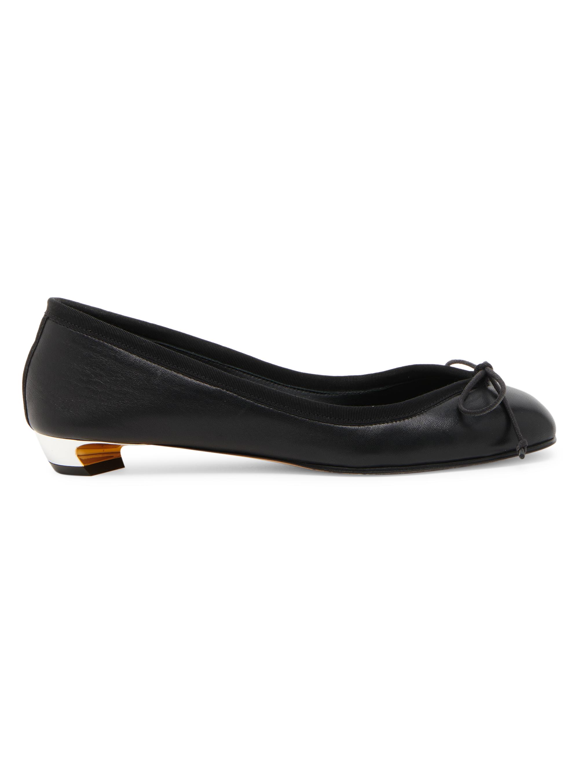 McQueen Women's Armadillo Leather Ballerina Flats - Black