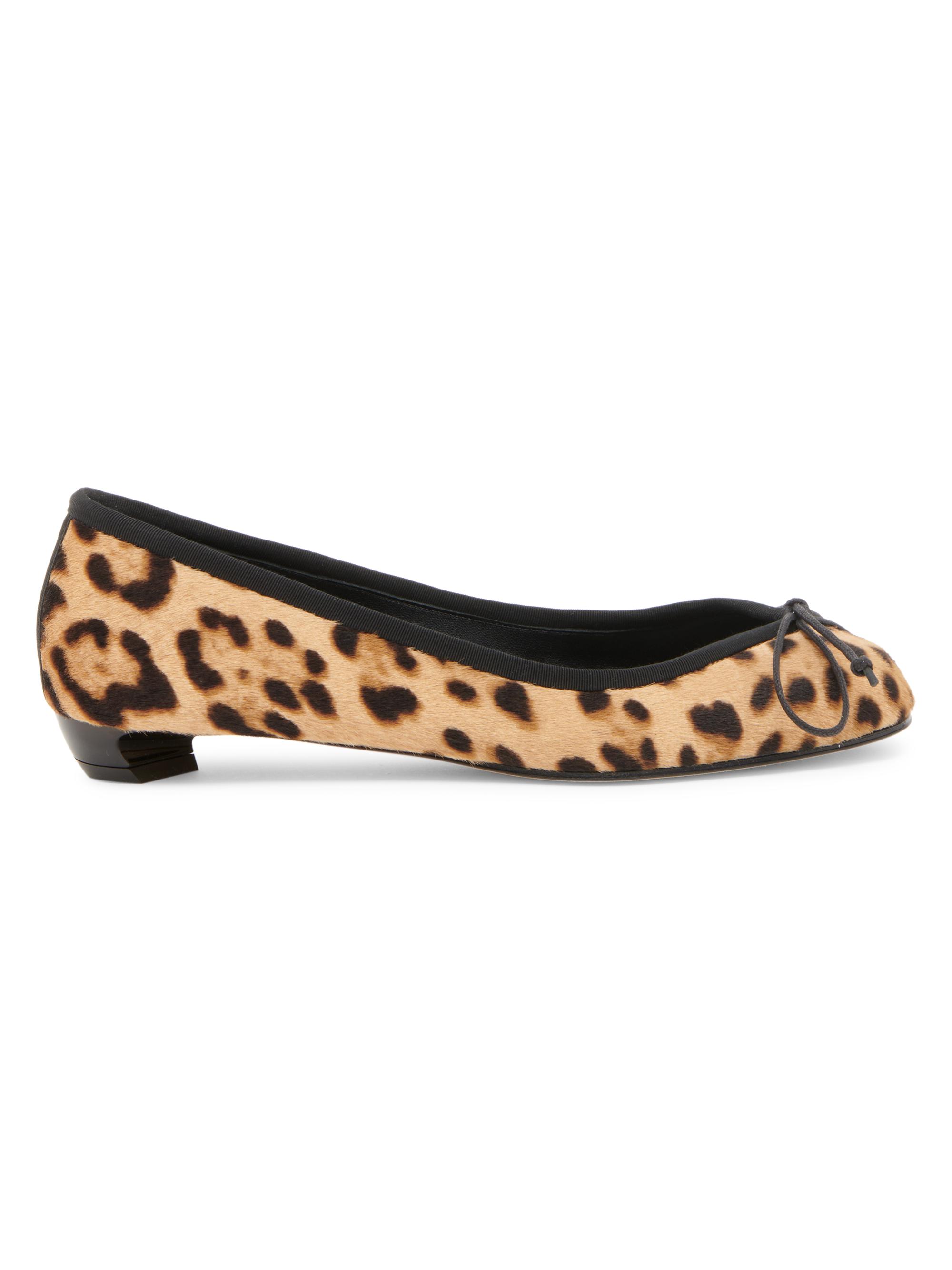 McQueen Women's Armadillo Leather Ballerina Flats - Leopard