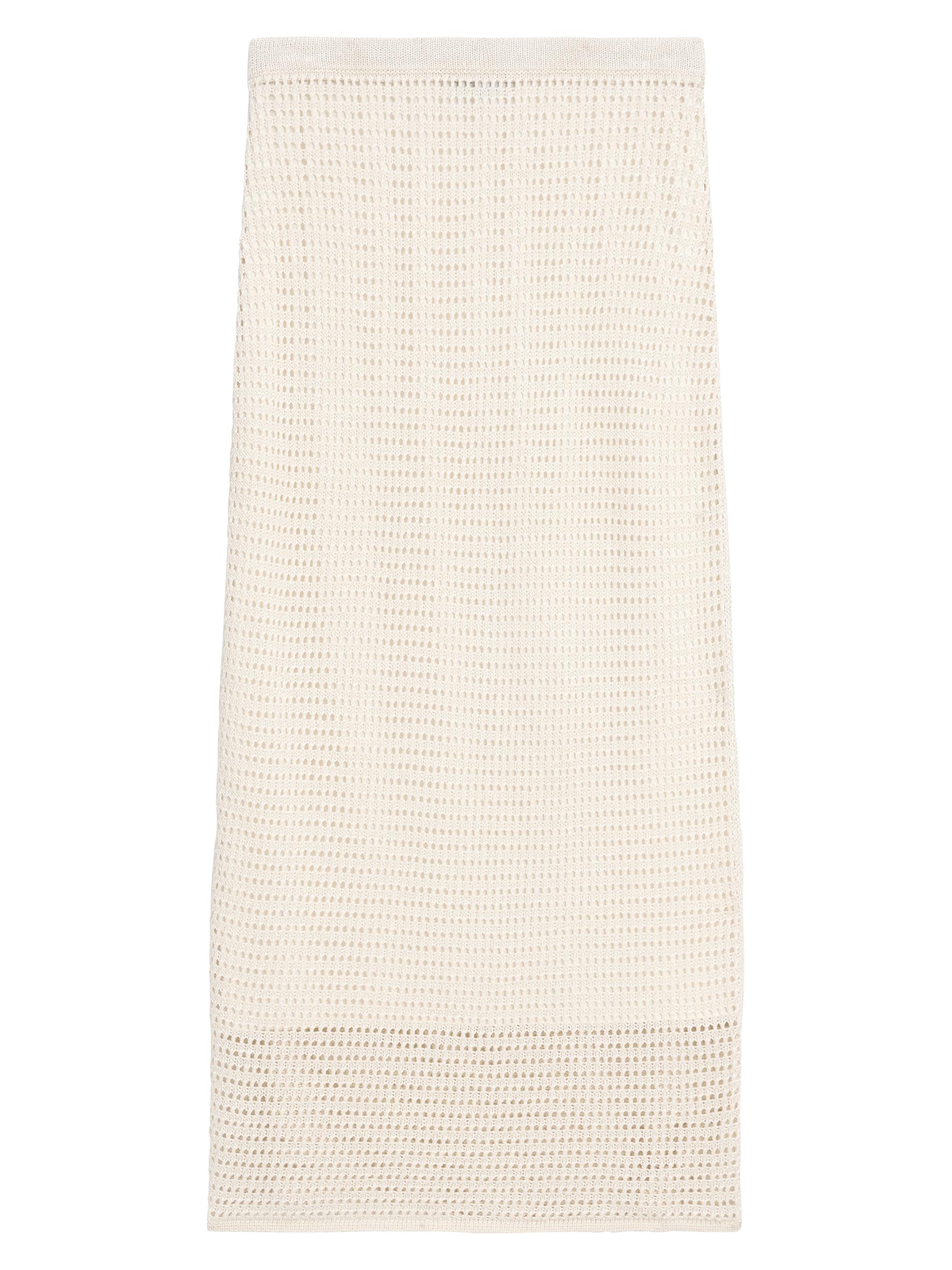 Theory Women's Linen-Blend Crochet Midi-Skirt - Bone