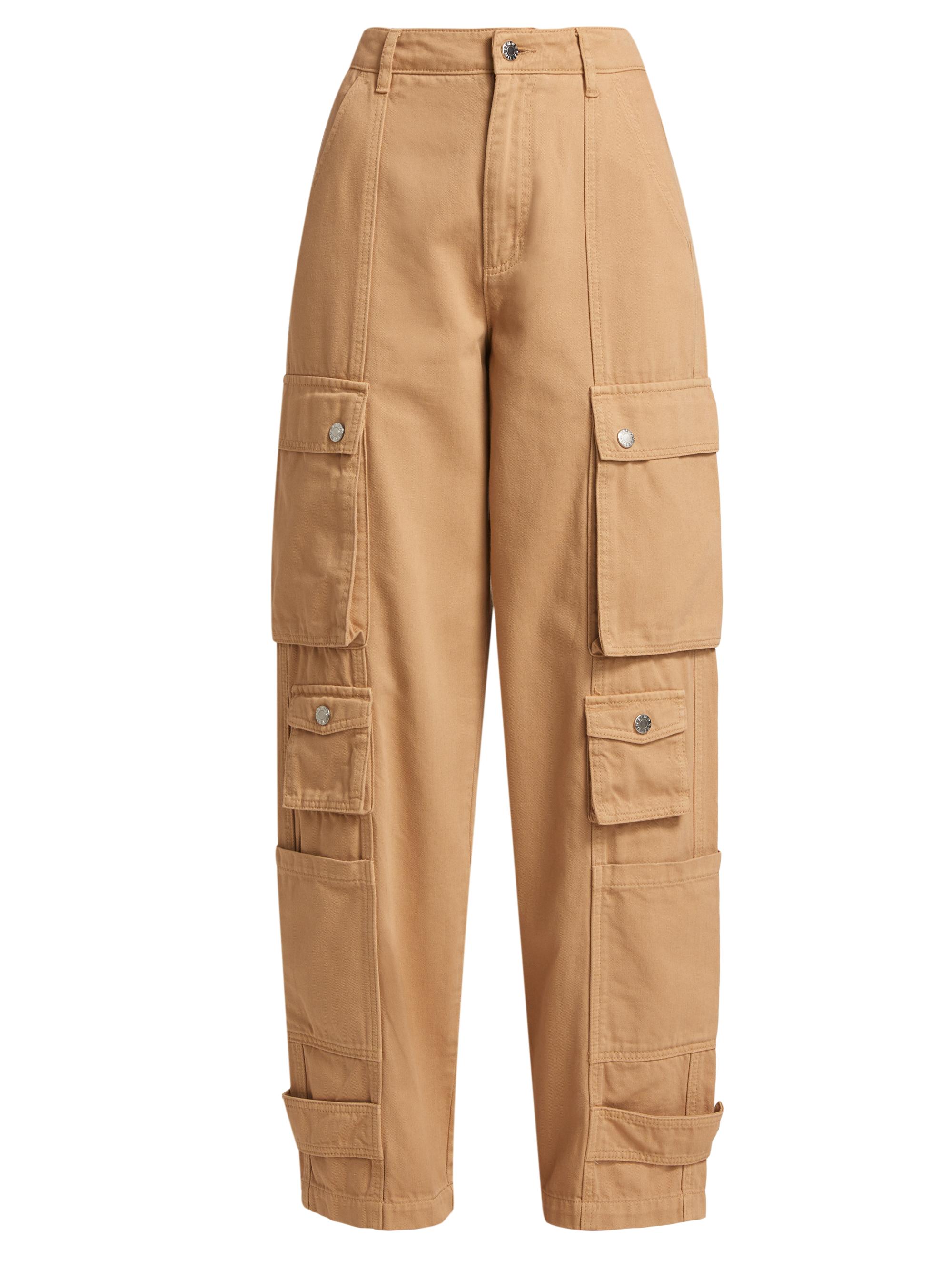 Simon Miller Women's Cotton Twill Wide-Leg Cargo Pants - Khaki