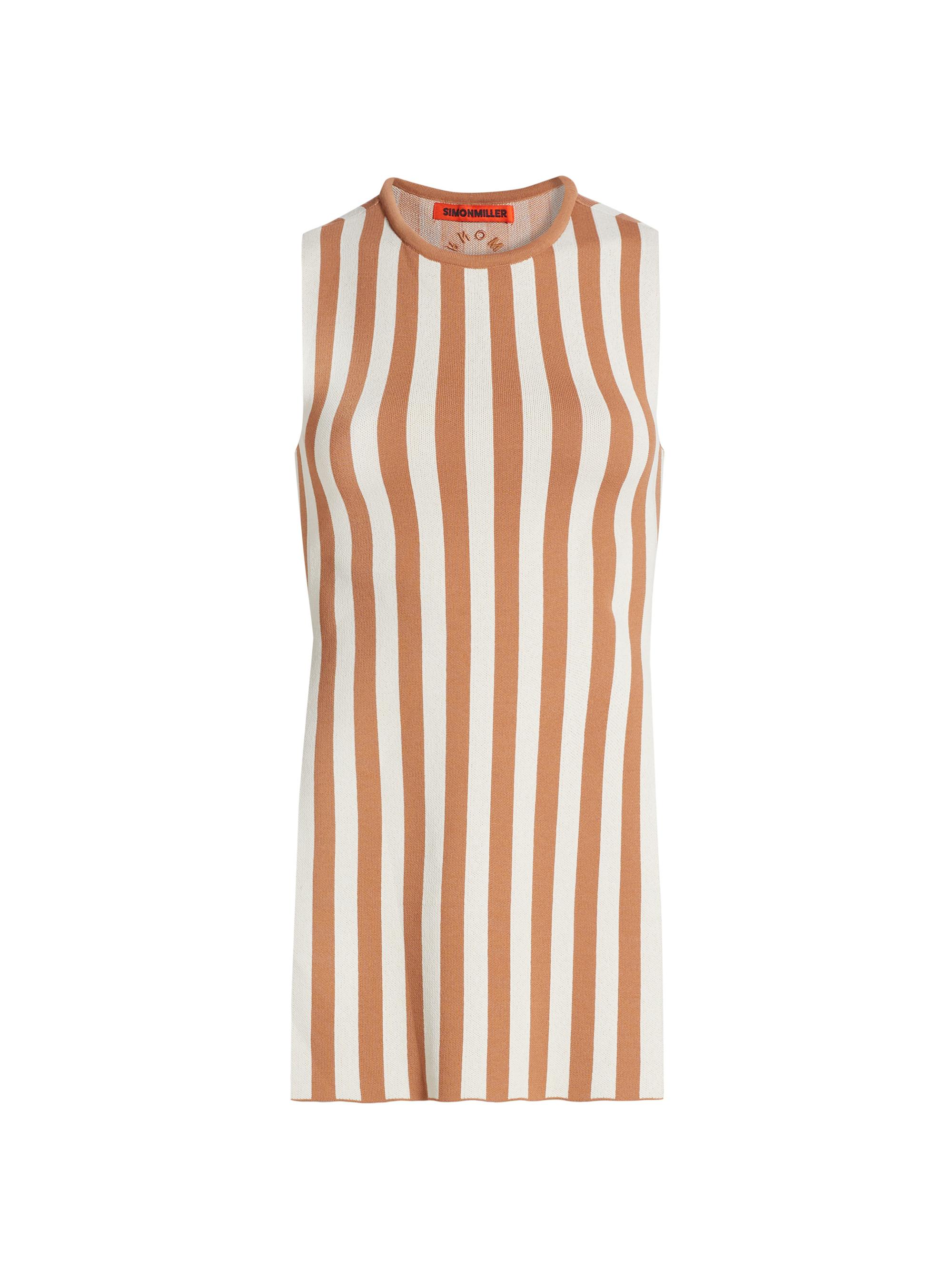 Simon Miller Women's Canoga Striped Knit Sleeveless Top - Tan Stripe