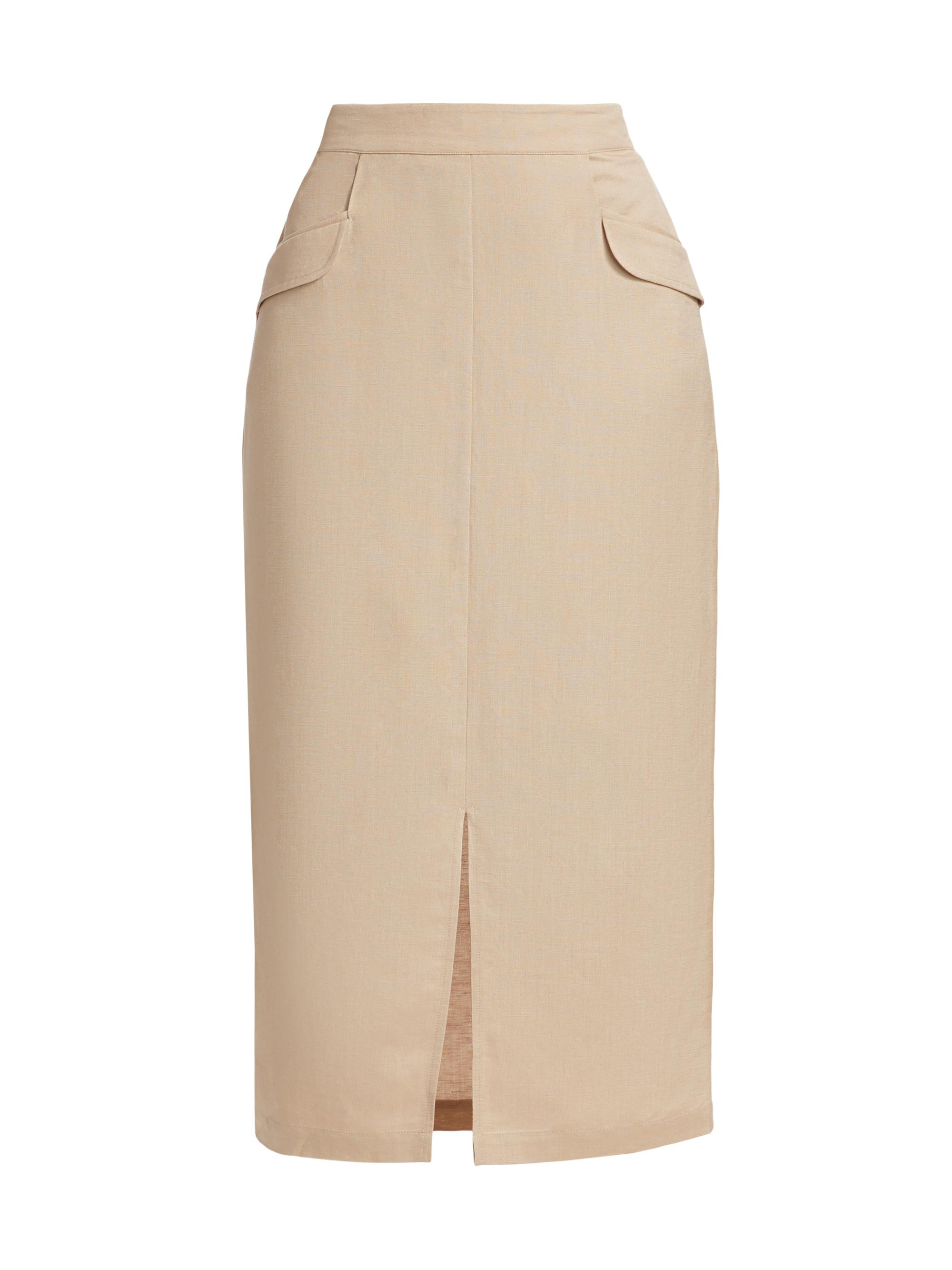 If Only Studio Women's Linen-Blend Midi-Skirt - Sand