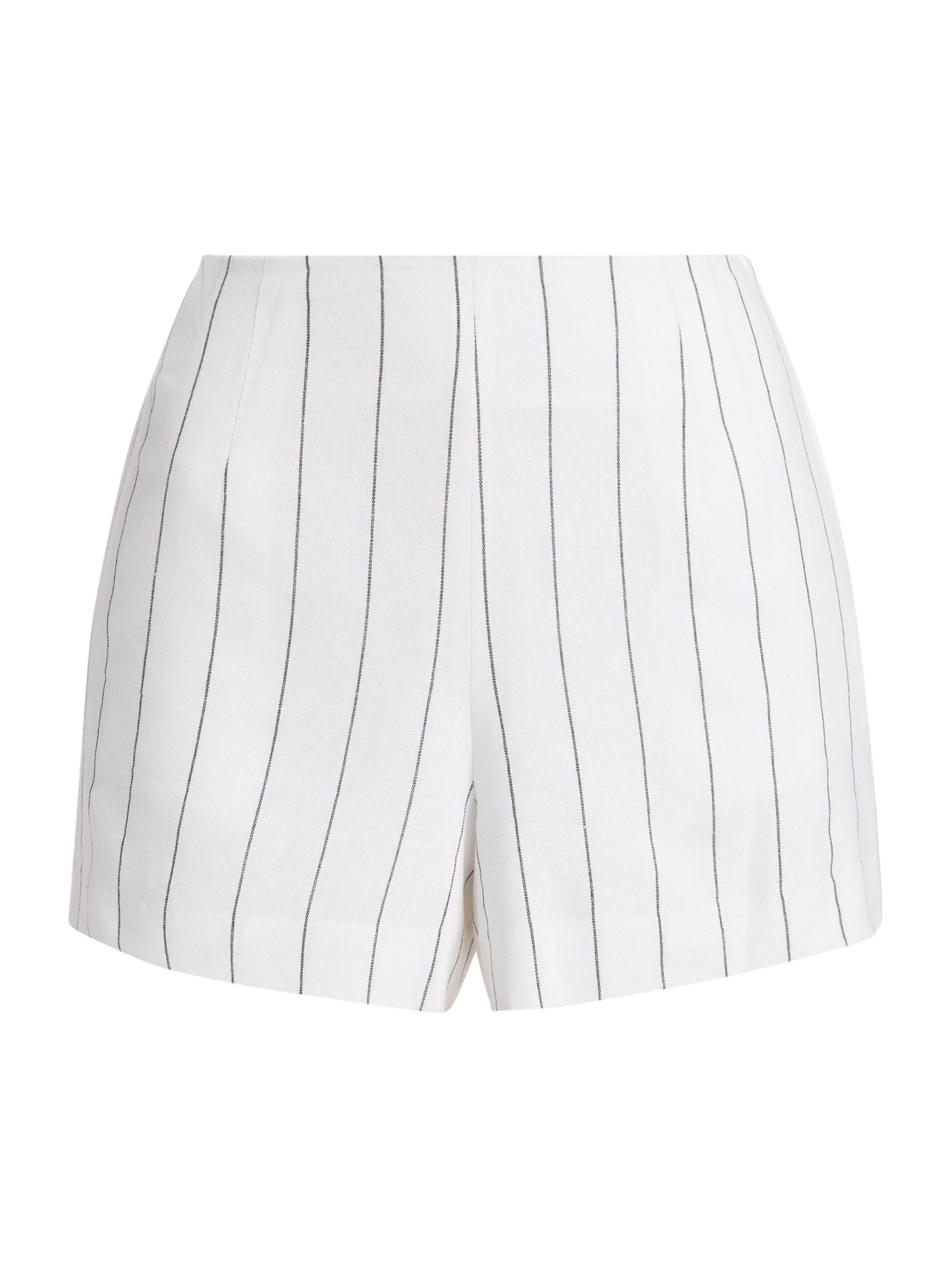 If Only Studio Women's Pinstripe Cotton & Linen-Blend Shorts - White Blue