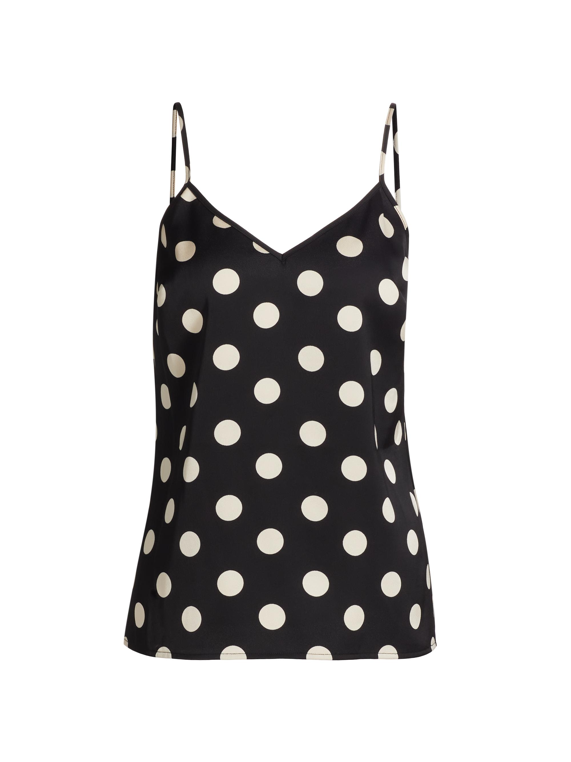 If Only Studio Women's Polka Dot V-Neck Tank - Black