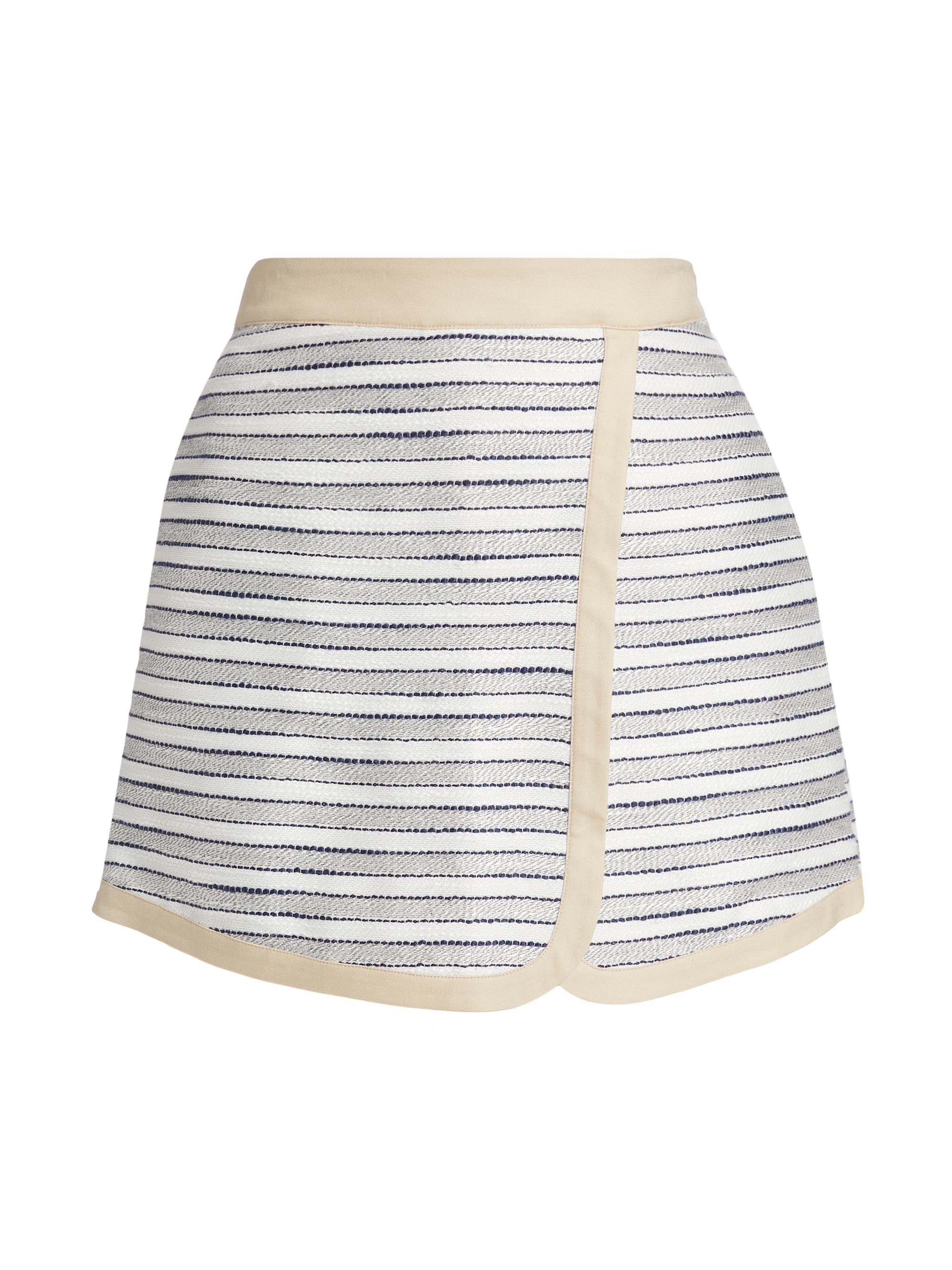 If Only Studio Women's Striped Cotton-Blend Surplice Skort - Blue White
