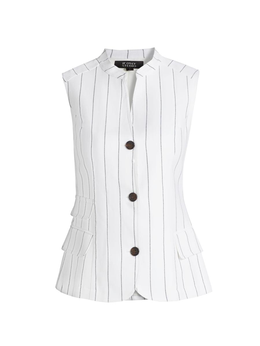 If Only Studio Pinstripe Cotton-Linen Vest | Saks Fifth Avenue