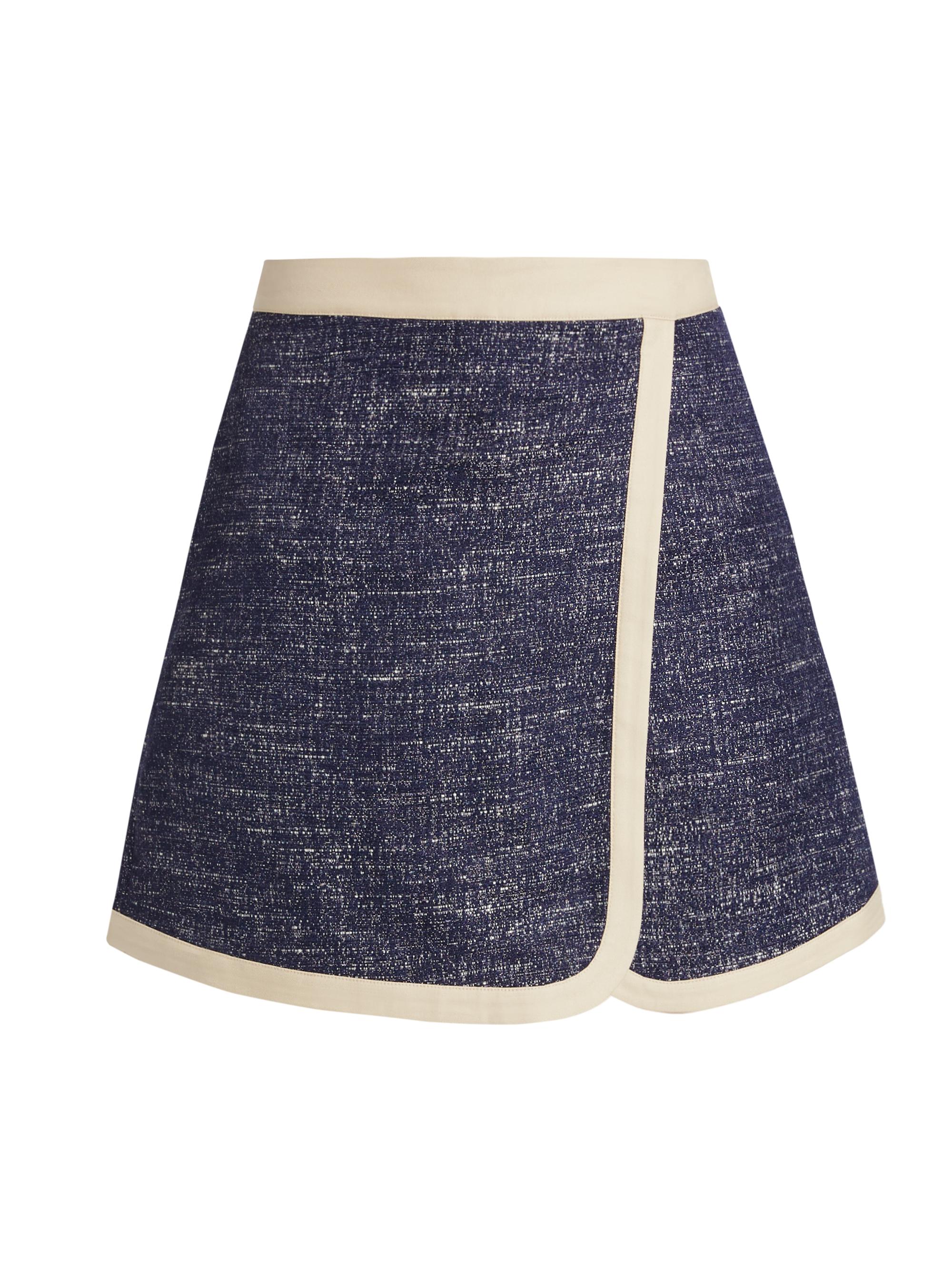 If Only Studio Women's Slub Boulcé Cotton-Blend Surplice Skort - Navy