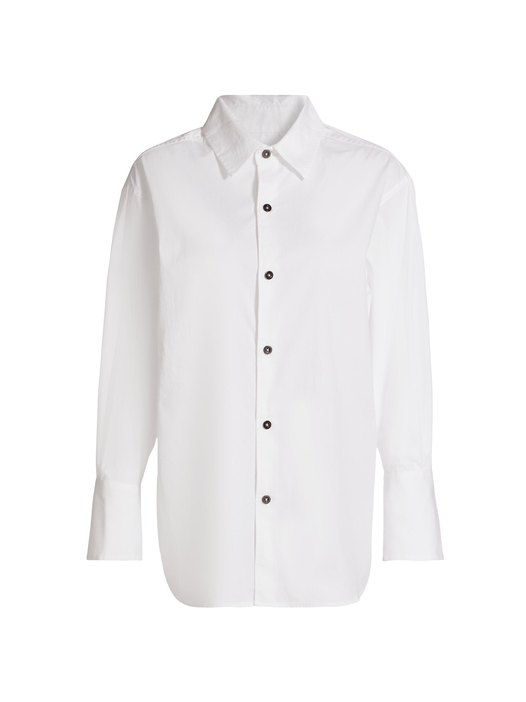 If Only Studio Women's Longline Cotton-Blend Shirt - White