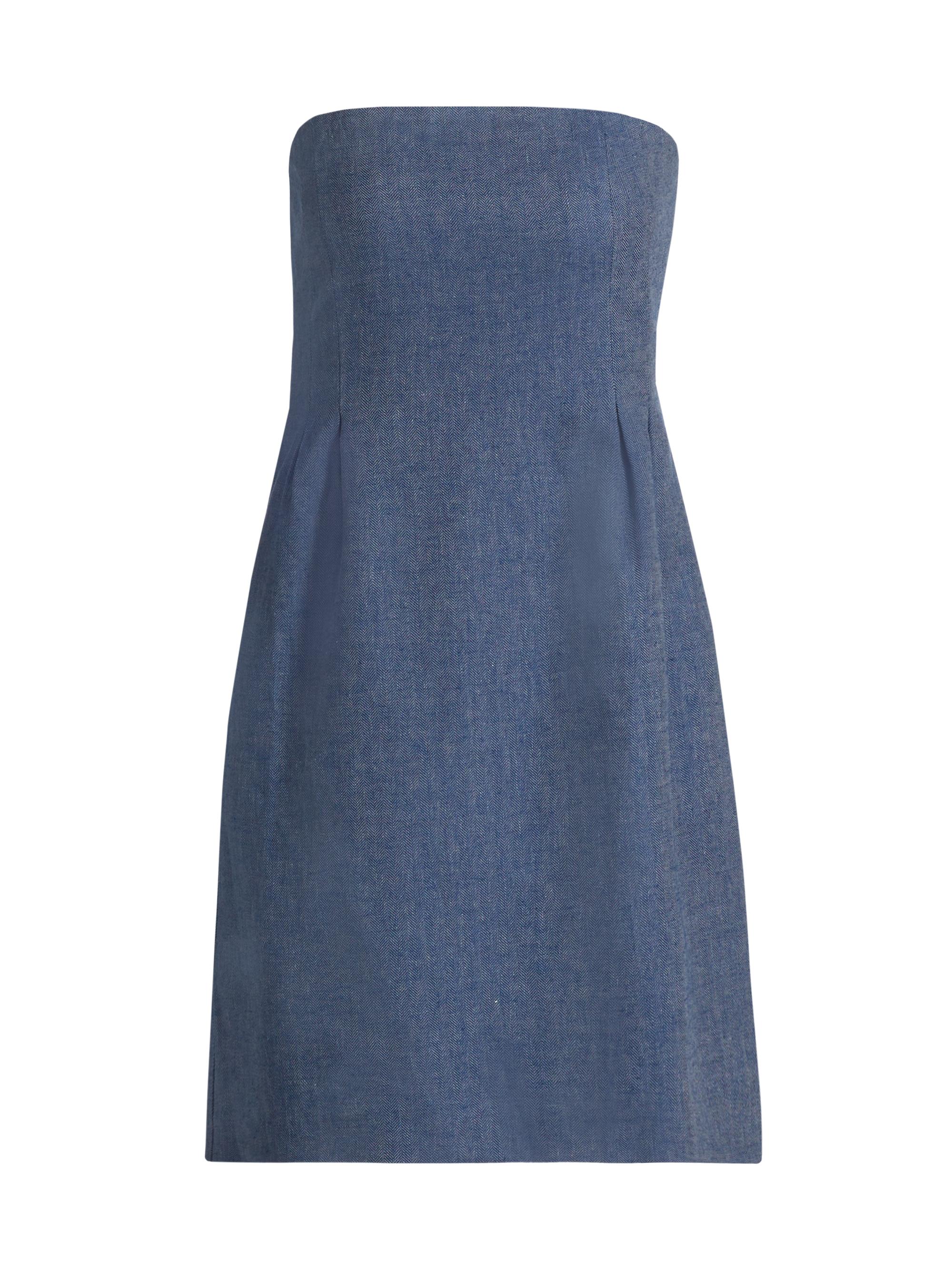 If Only Studio Women's Strapless Linen-Blend Minidress - Industrial Blue